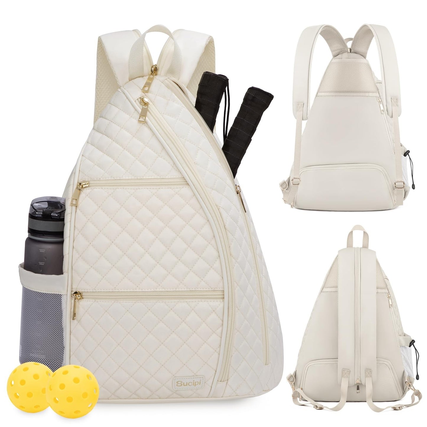 Quilted Crossbody Sling Backpack for Women - Tennis & Pickleball Paddle Bag1