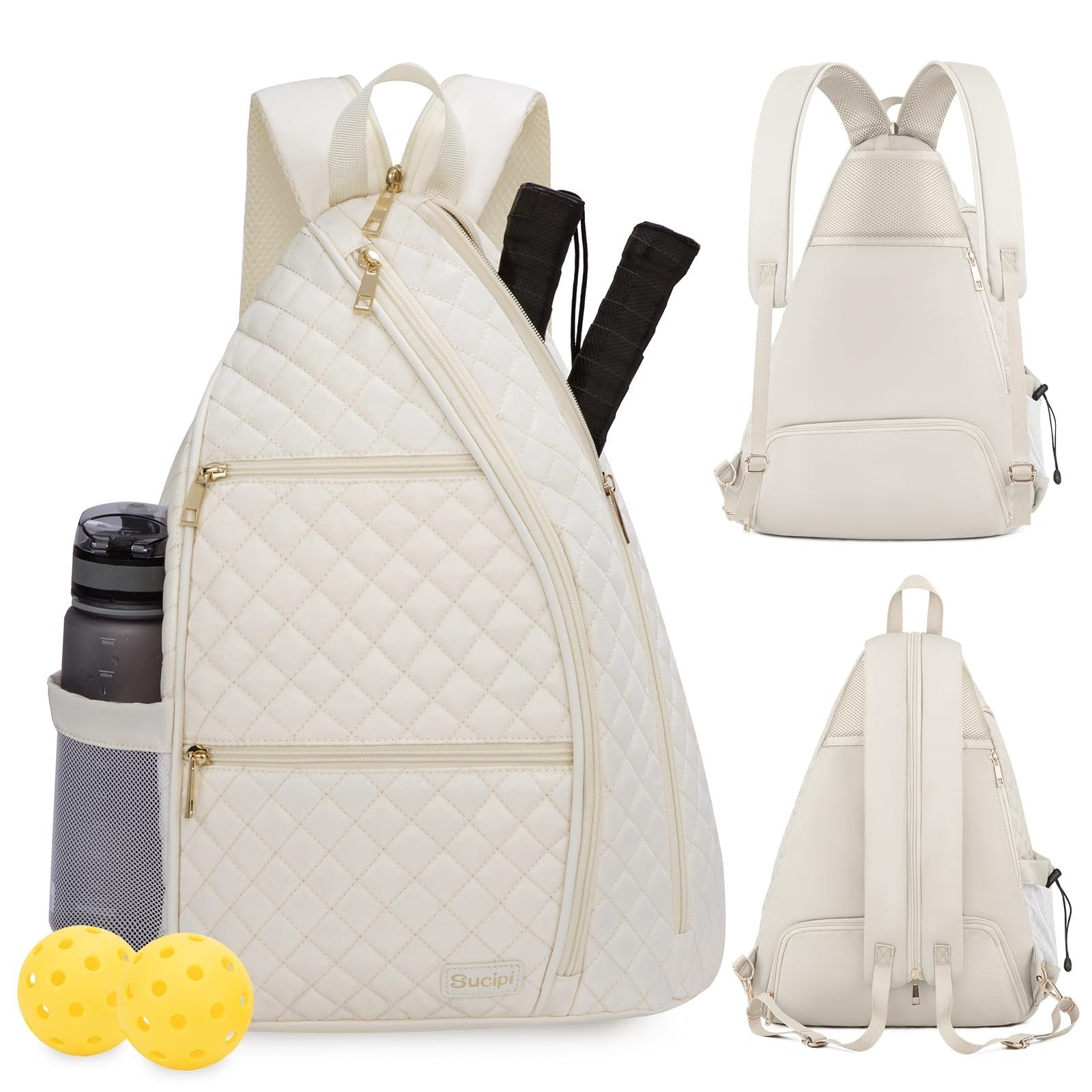 Quilted Crossbody Sling Backpack for Women - Tennis & Pickleball Paddle Bag1