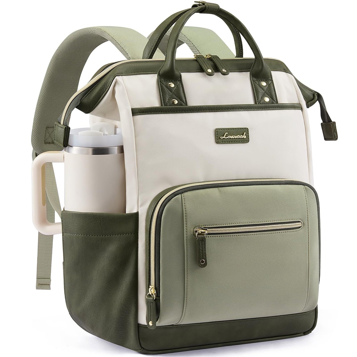 Stylish 15.6" Laptop Backpack for Women, Tumbler Holder, Travel & Work Bag1