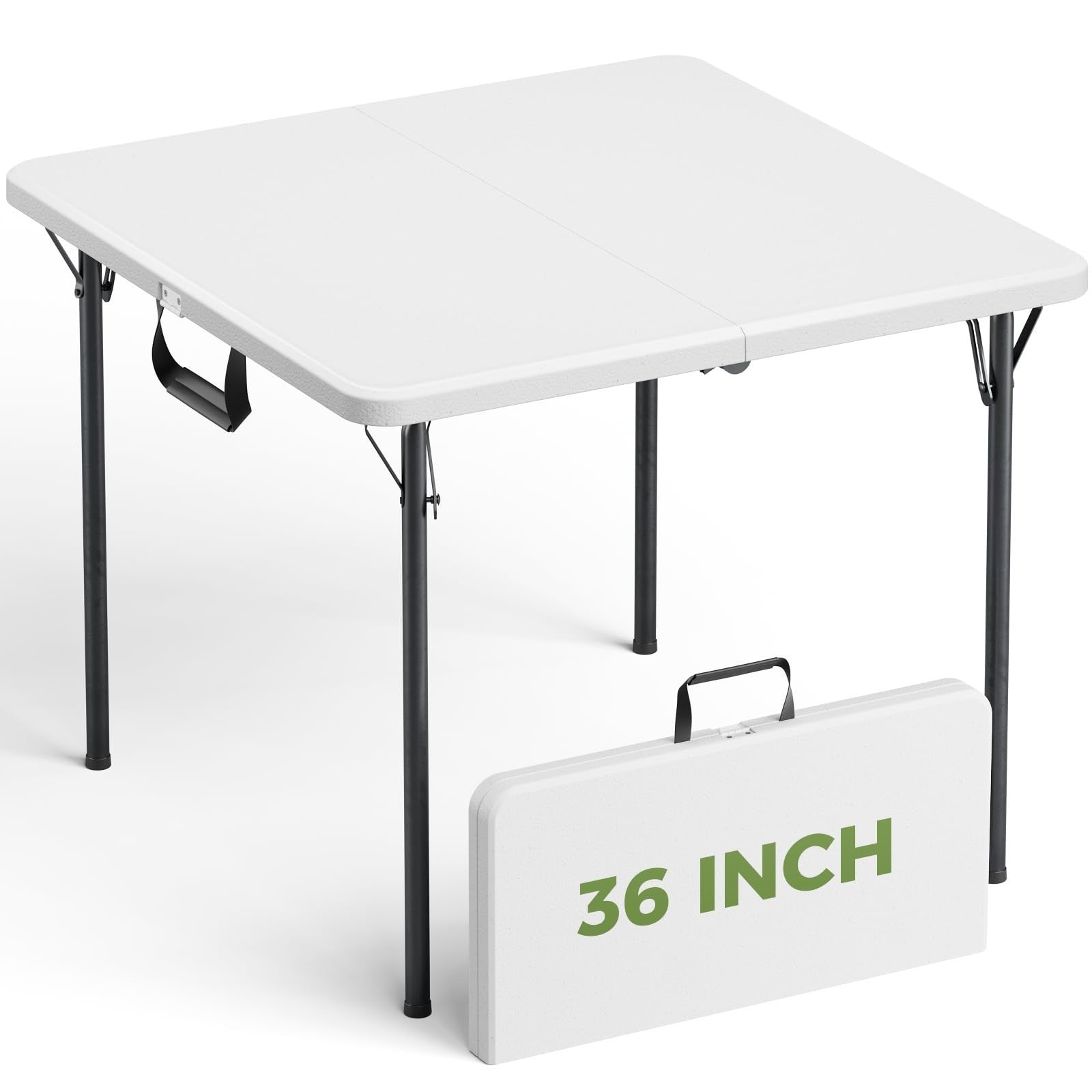 Folding Card Table 36" Square, Portable Heavy Duty with Handle for Camping, BBQs1