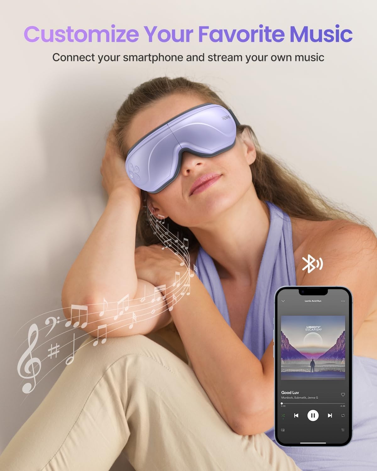 Heated Eye Massager with Bluetooth Music - Vibration & Compression, Rechargeable6