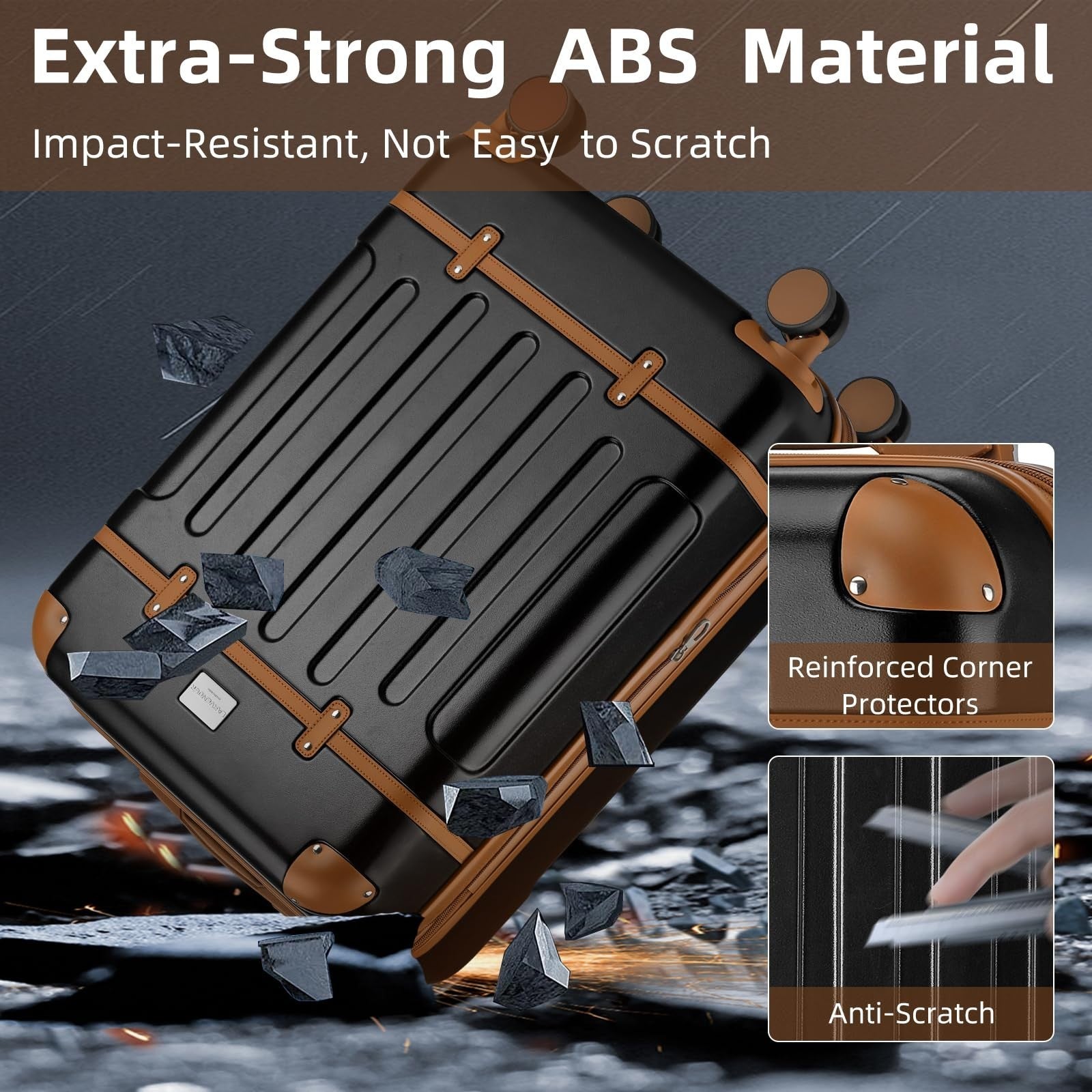 Expandable Carry-On Luggage 22x14x9, Lightweight ABS Hardshell, TSA Lock, Spinne4