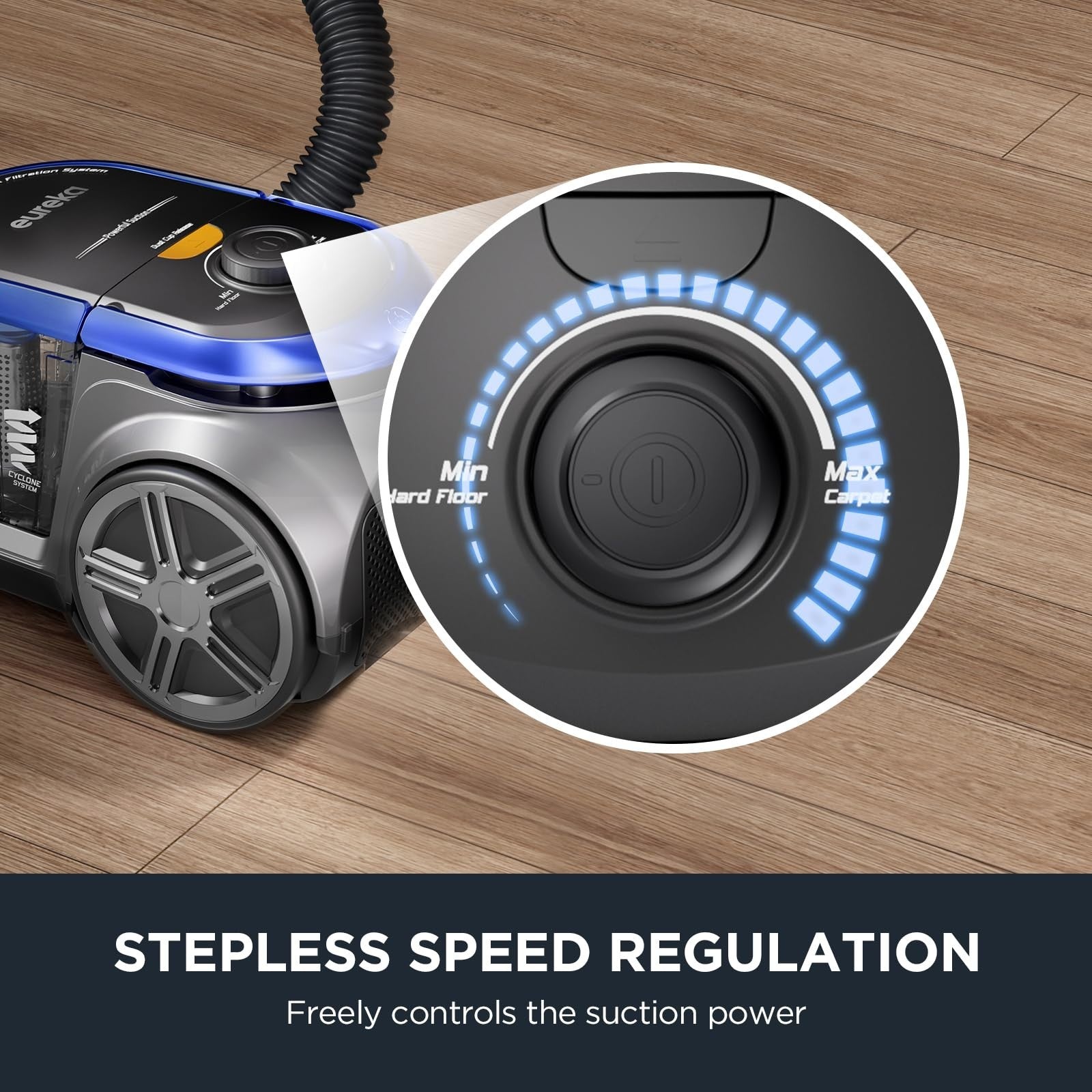 Lightweight Canister Vacuum Cleaner for Home & Pet Hair, HEPA, Auto Cord Rewind,5