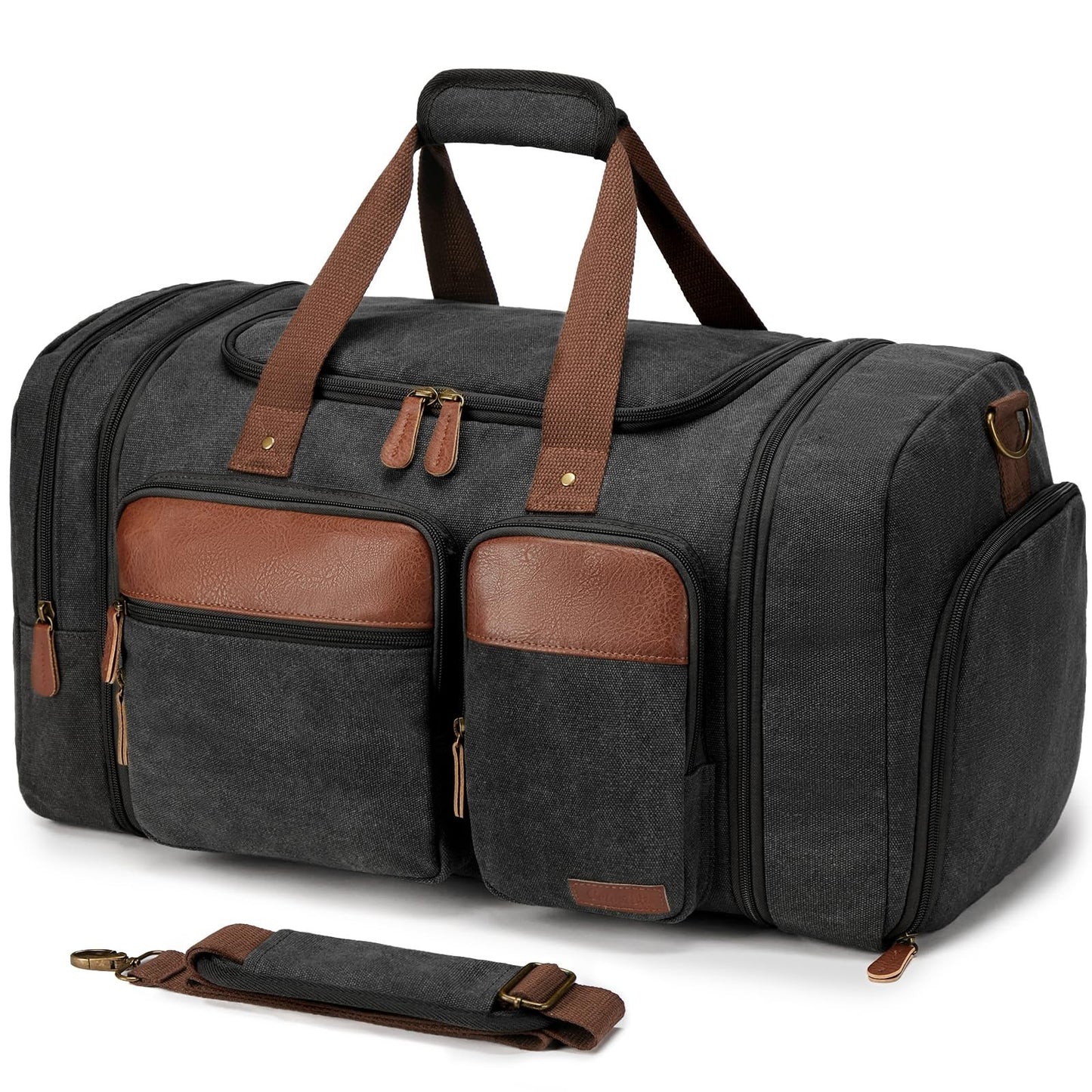Expandable 50L Canvas Duffle Bag for Travel   Dark Grey, Lightweight & Durable1