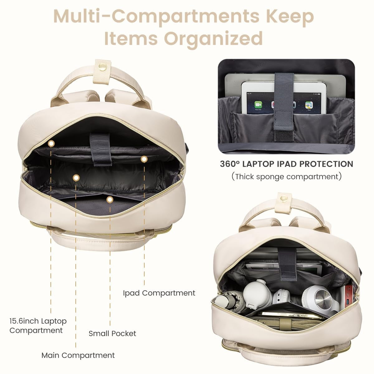 Stylish 15.6" Laptop Backpack for Women, Waterproof USB Daypack for Work & Trave7