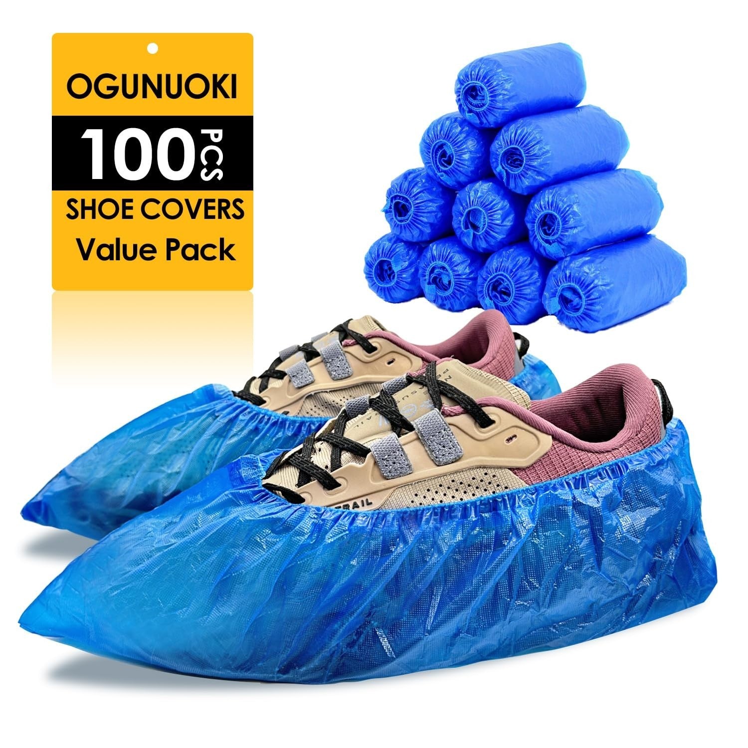 Disposable Non Slip Shoe Covers   100 Pack Waterproof Booties for Indoor Use, Fi3