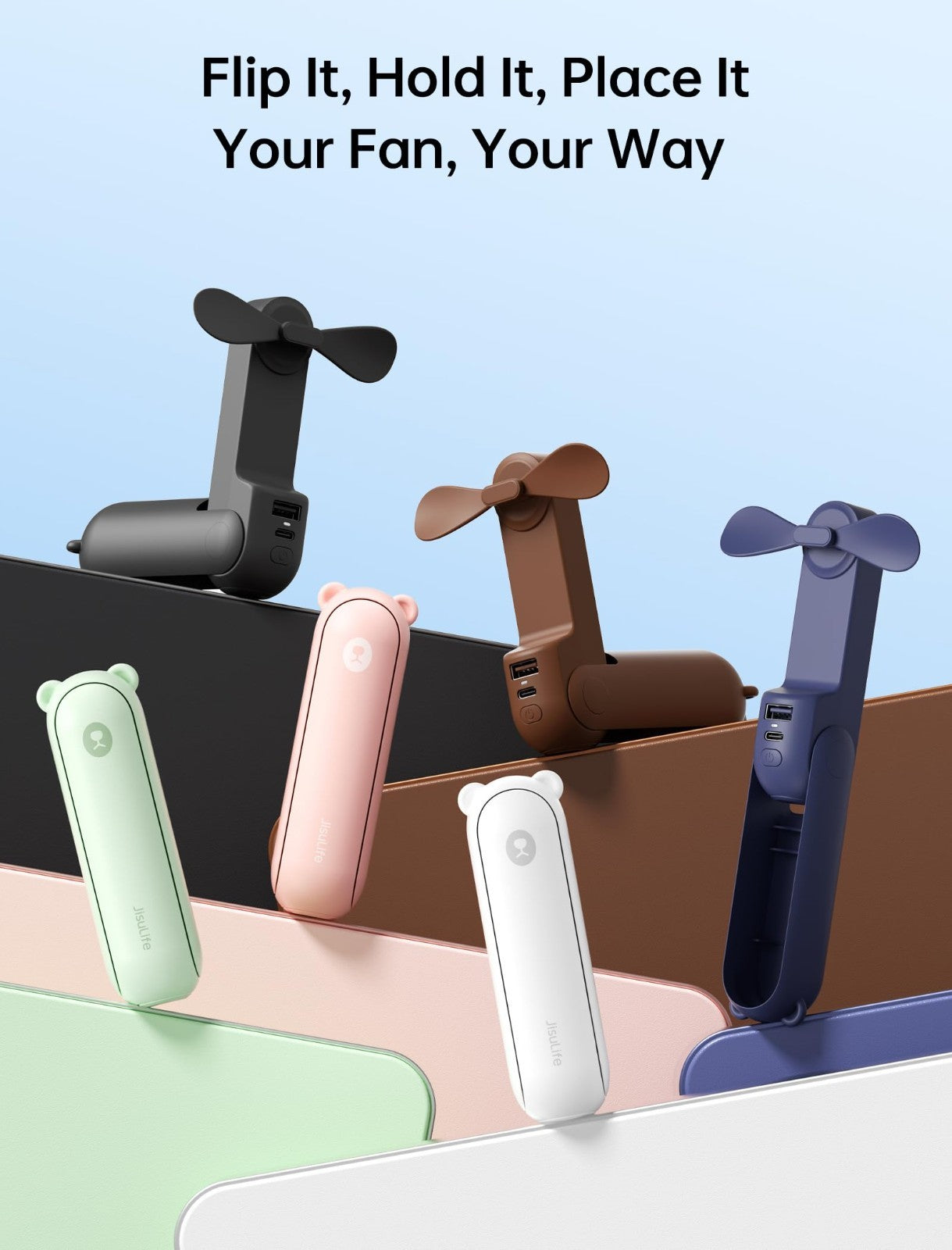 3 in 1 Portable Fan with Power Bank & Flashlight | 19H Cooling, USB Rechargeable3
