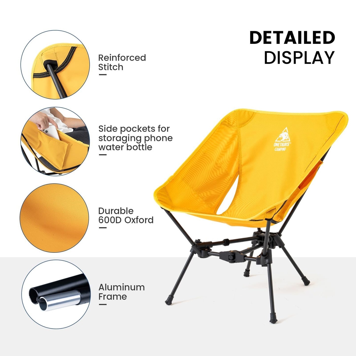 Lightweight Folding Camping Chair - Portable Backpacking Chair, 330 lbs Capacity5