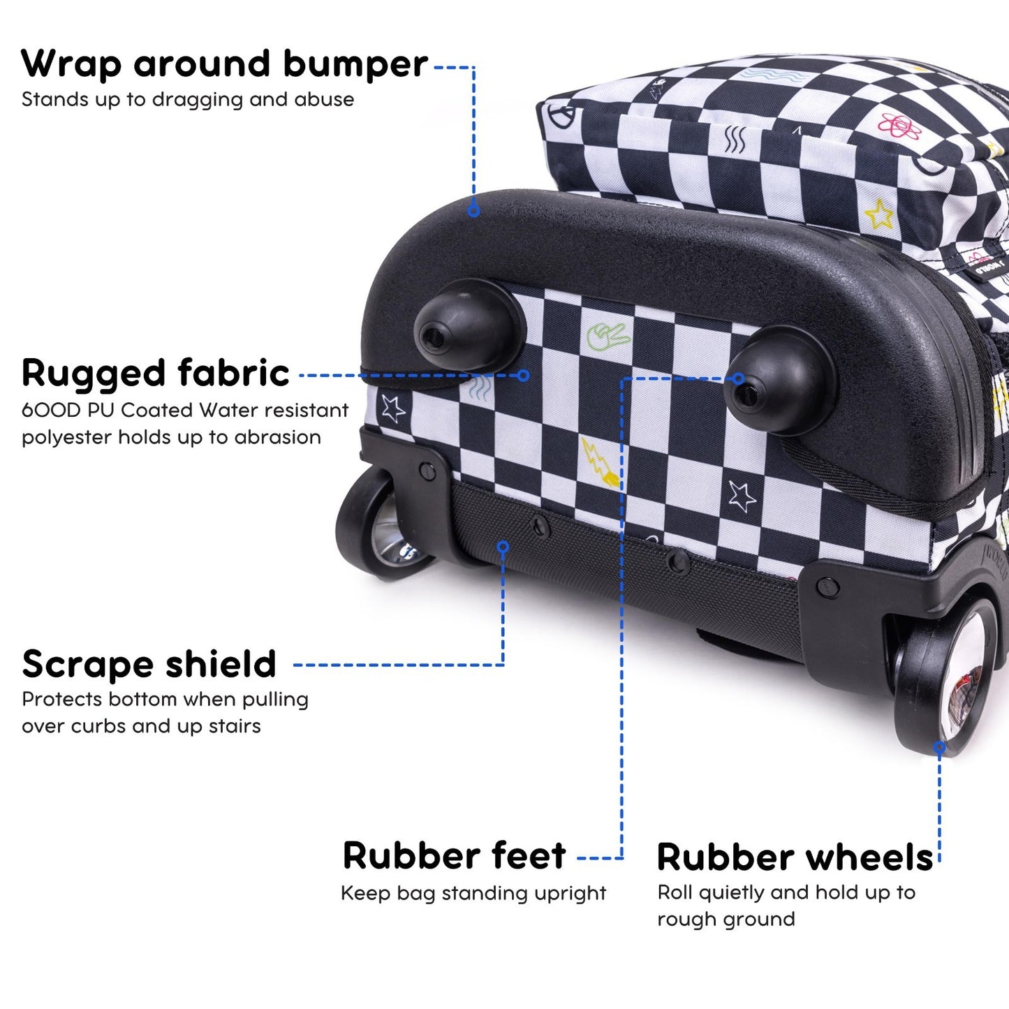Kids Rolling Backpack with Wheels, School Roller Bookbag for Girls & Boys, 18"x14