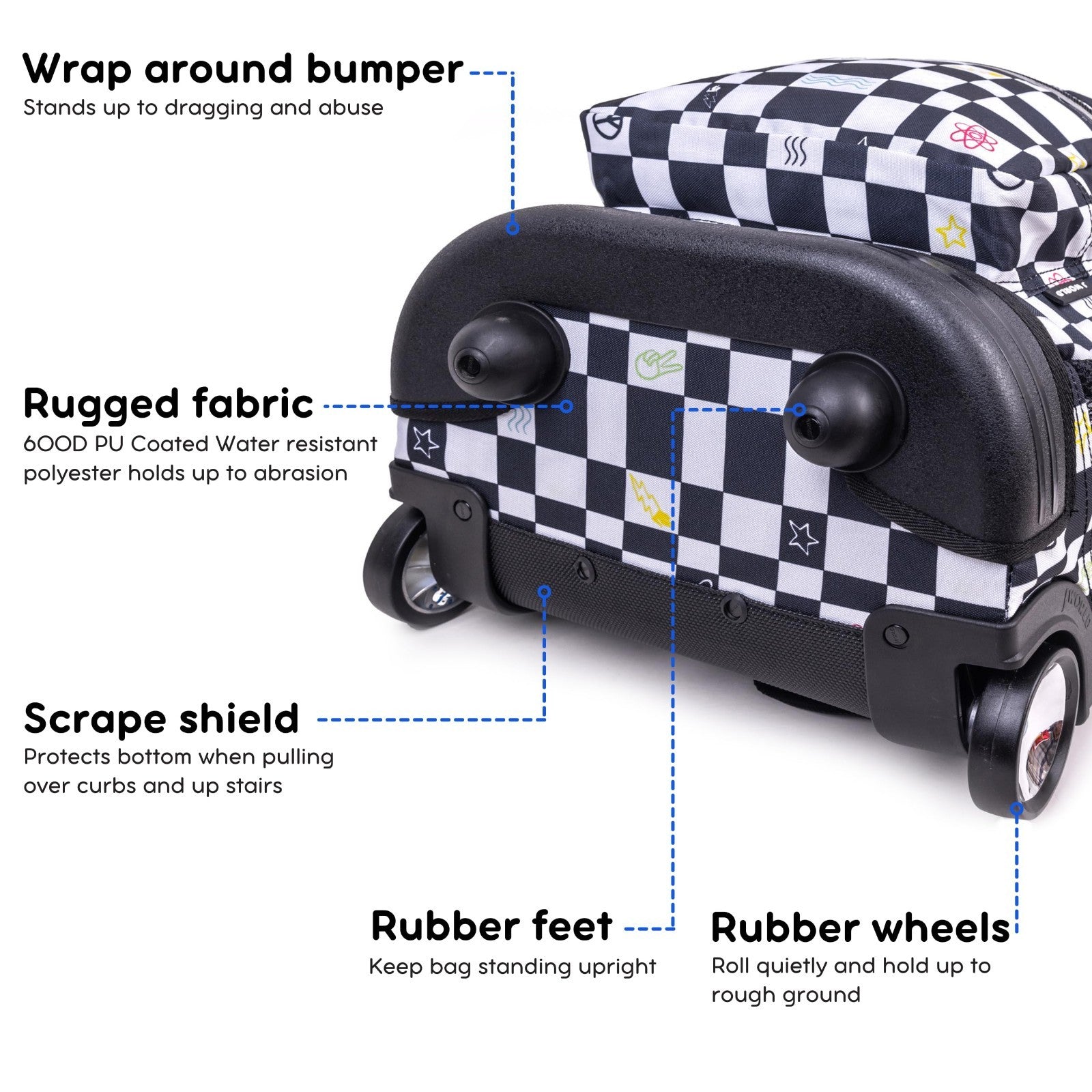 Kids Rolling Backpack with Wheels, School Roller Bookbag for Girls & Boys, 18"x14