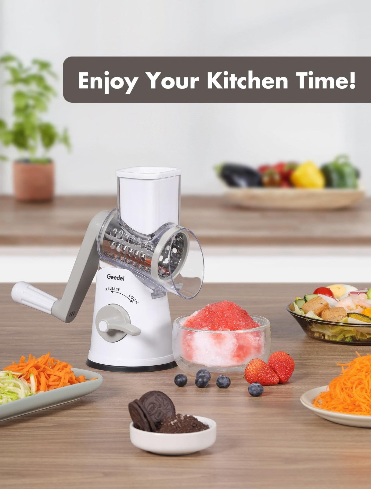 Rotary Cheese Grater & Vegetable Slicer   5 Blades, Stainless Steel, Fast Cuttin2