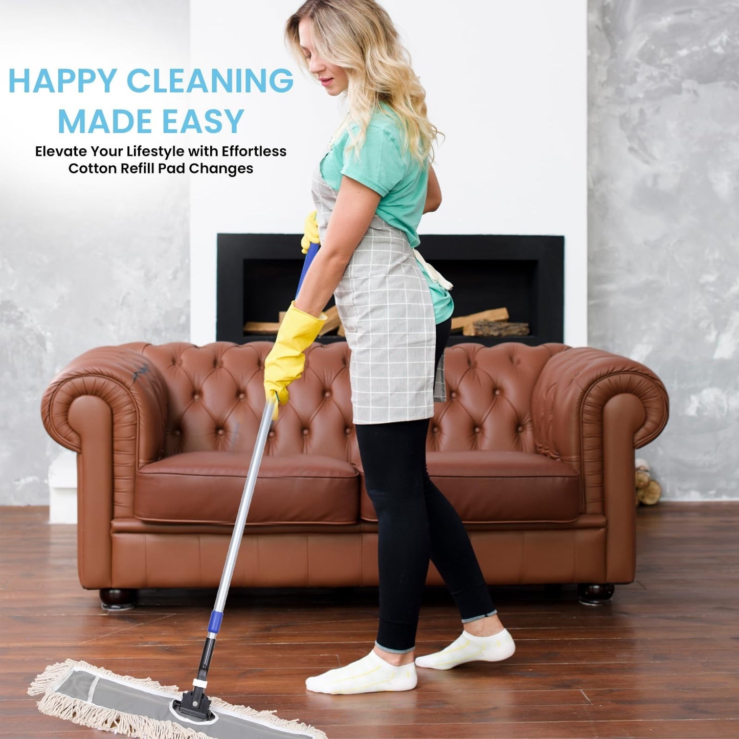24" Industrial Cotton Dust Mop with Adjustable Steel Handle - Commercial Floor C6