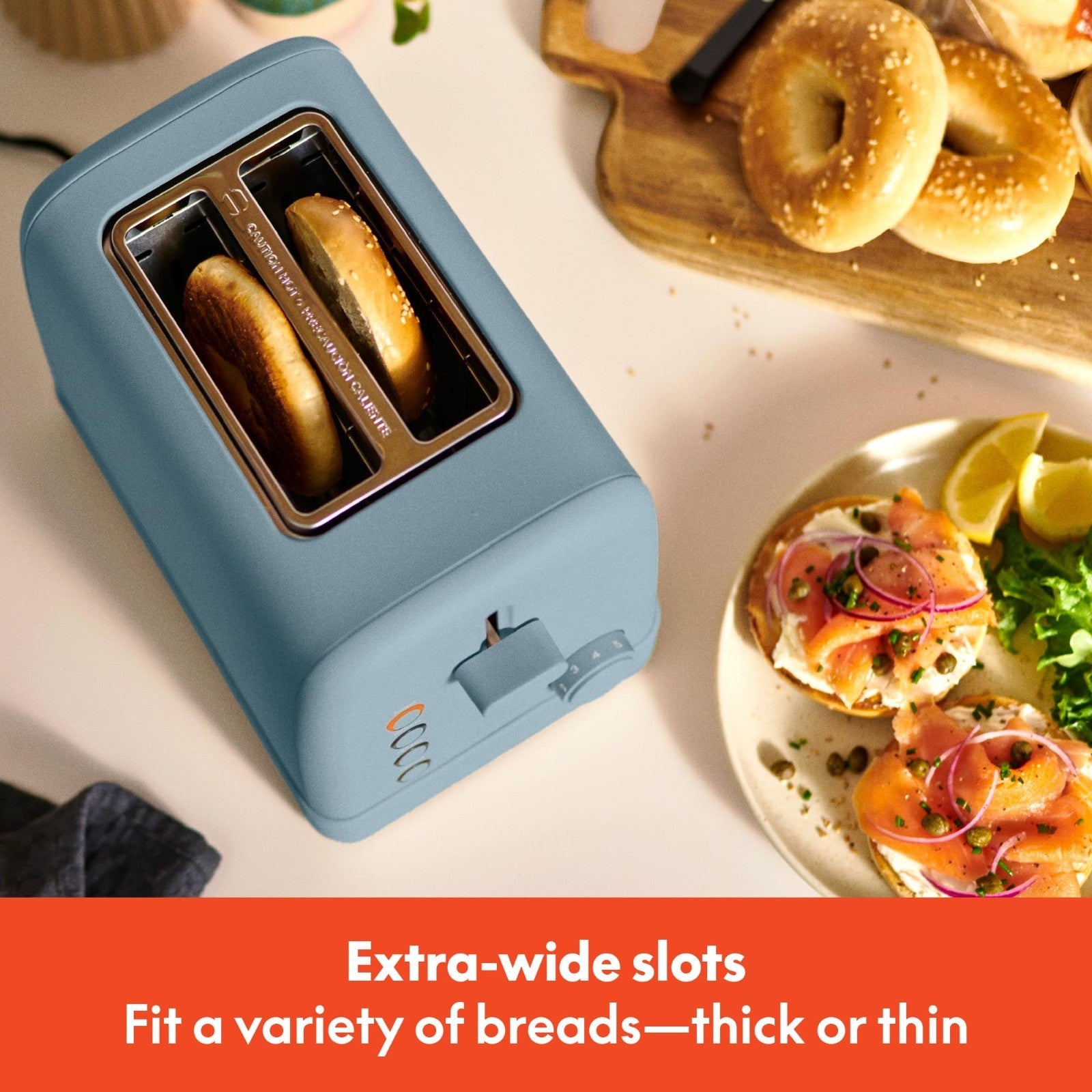 2 Slice Toaster with Extra Wide Slots, 6 Shade Settings, Compact Design, Surf Co4