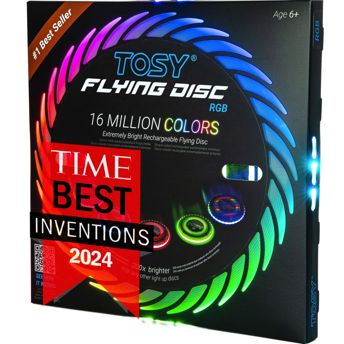 RGB Flying Disc   16 Million Colors, Bright LED Modes, Rechargeable, Waterproof,1