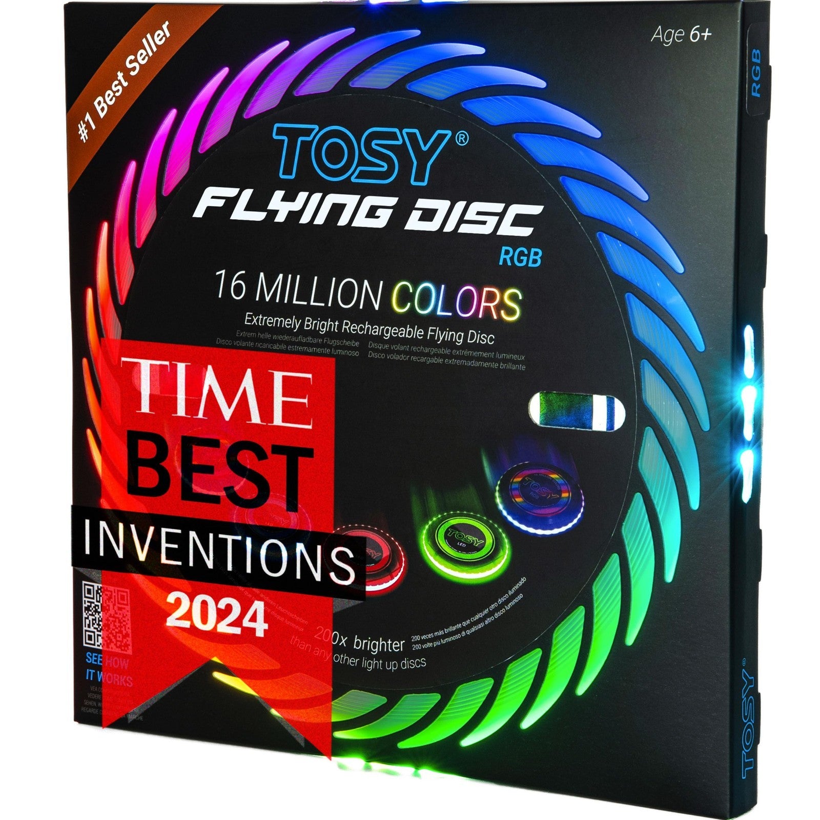RGB Flying Disc   16 Million Colors, Bright LED Modes, Rechargeable, Waterproof,1