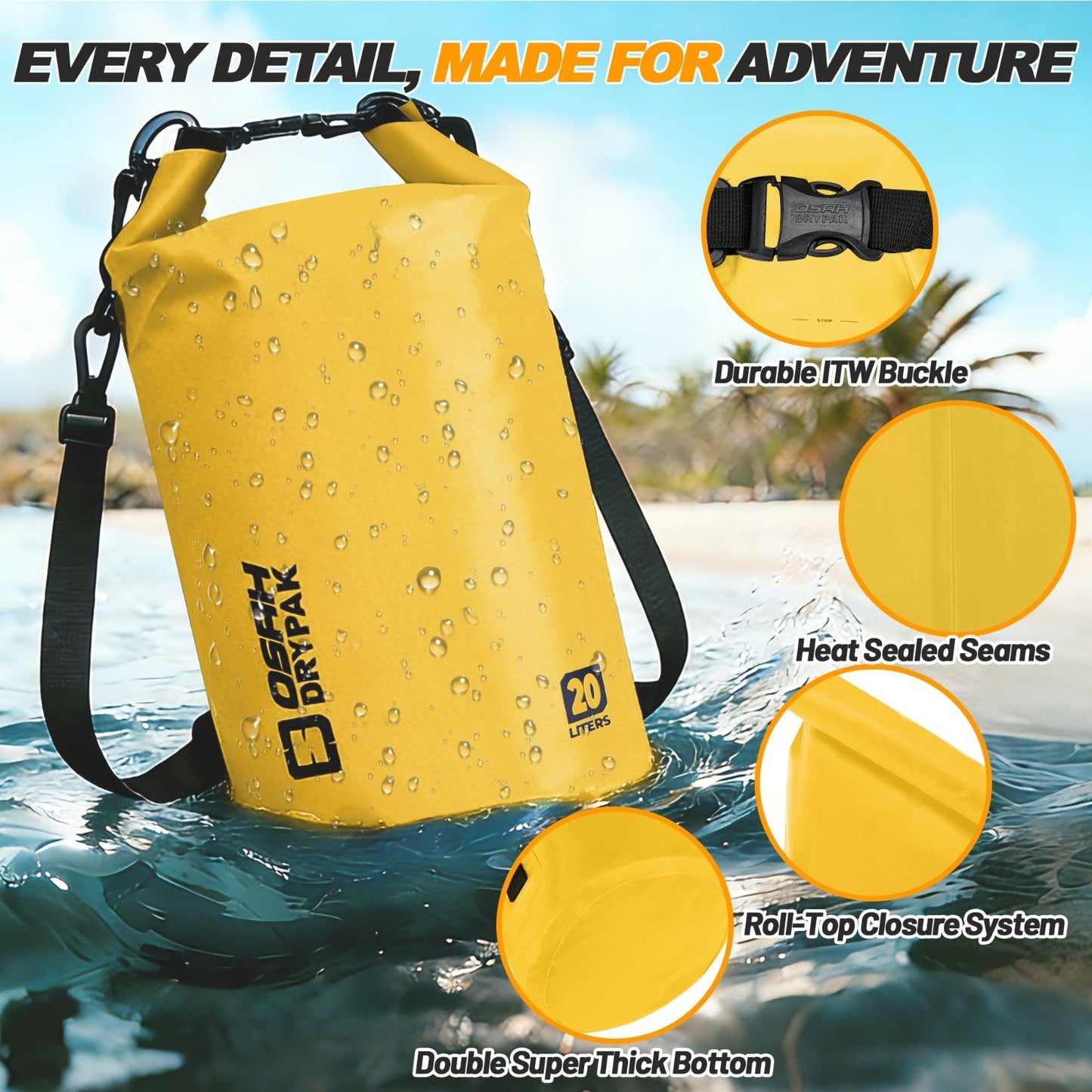 Waterproof Dry Bag - Lightweight Roll Top Backpack, 5L-40L for Travel, Kayaking,2