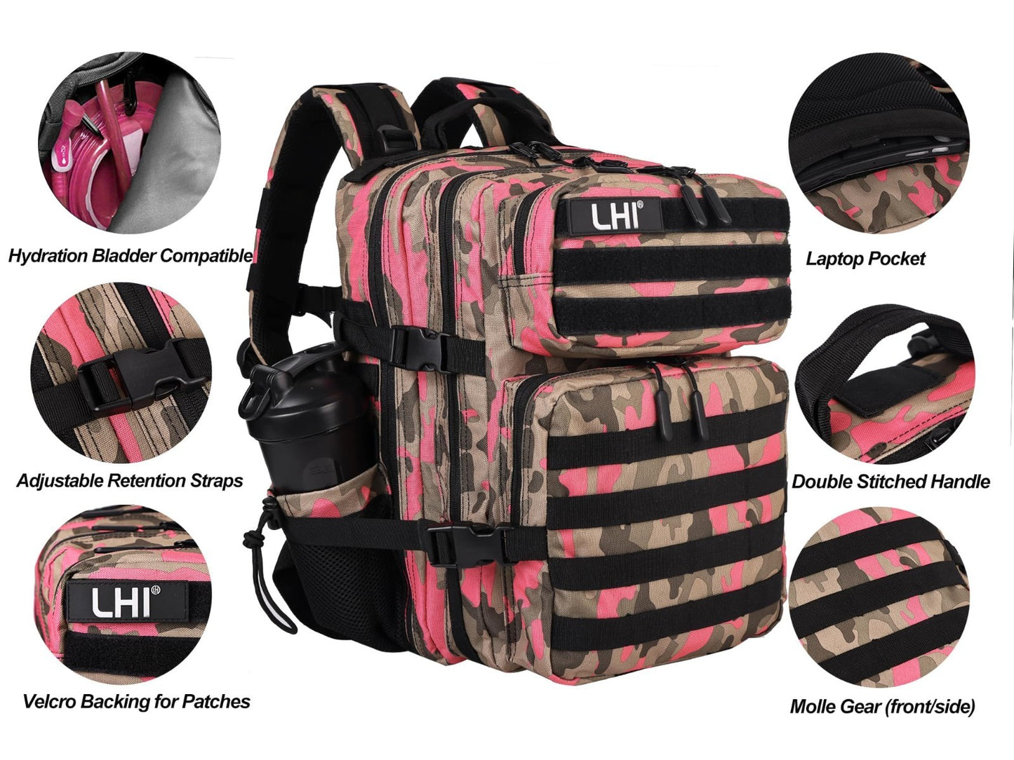 Tactical Military Backpack 25L/35L Army Assault Pack Rucksack with Water Bottle4