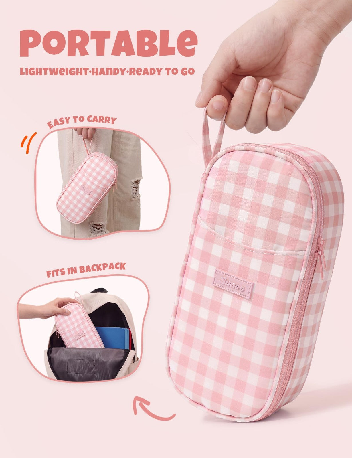Cute Large Pencil Case, Aesthetic Zipper Pen Pouch, Kawaii Stationery Organizer,5