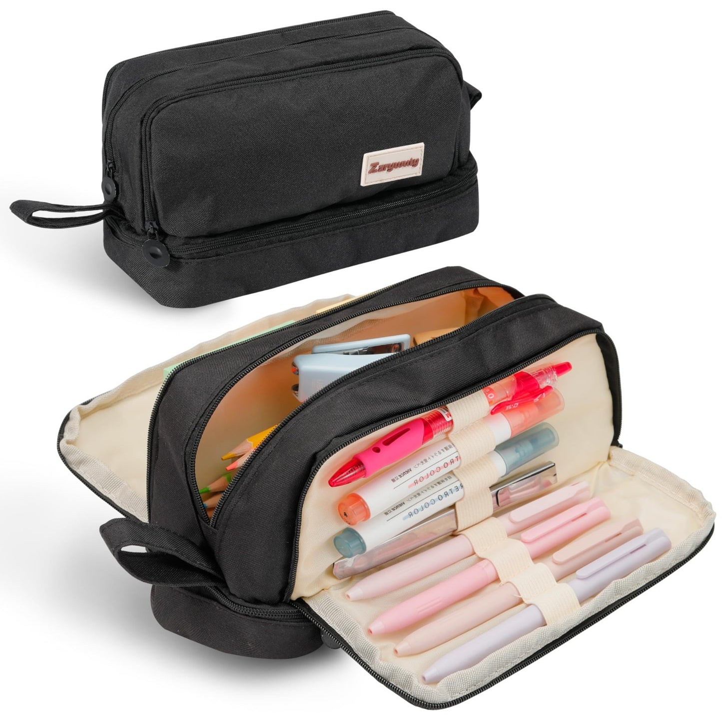 Large Capacity Multi Slot Pencil Case   4 Compartments Organizer Pouch for Schoo1