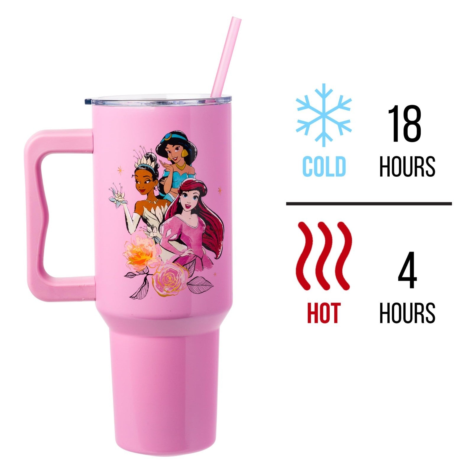 Disney Princess Stainless Steel Tumbler   40oz Double Wall, Fits Cup Holder, Str3