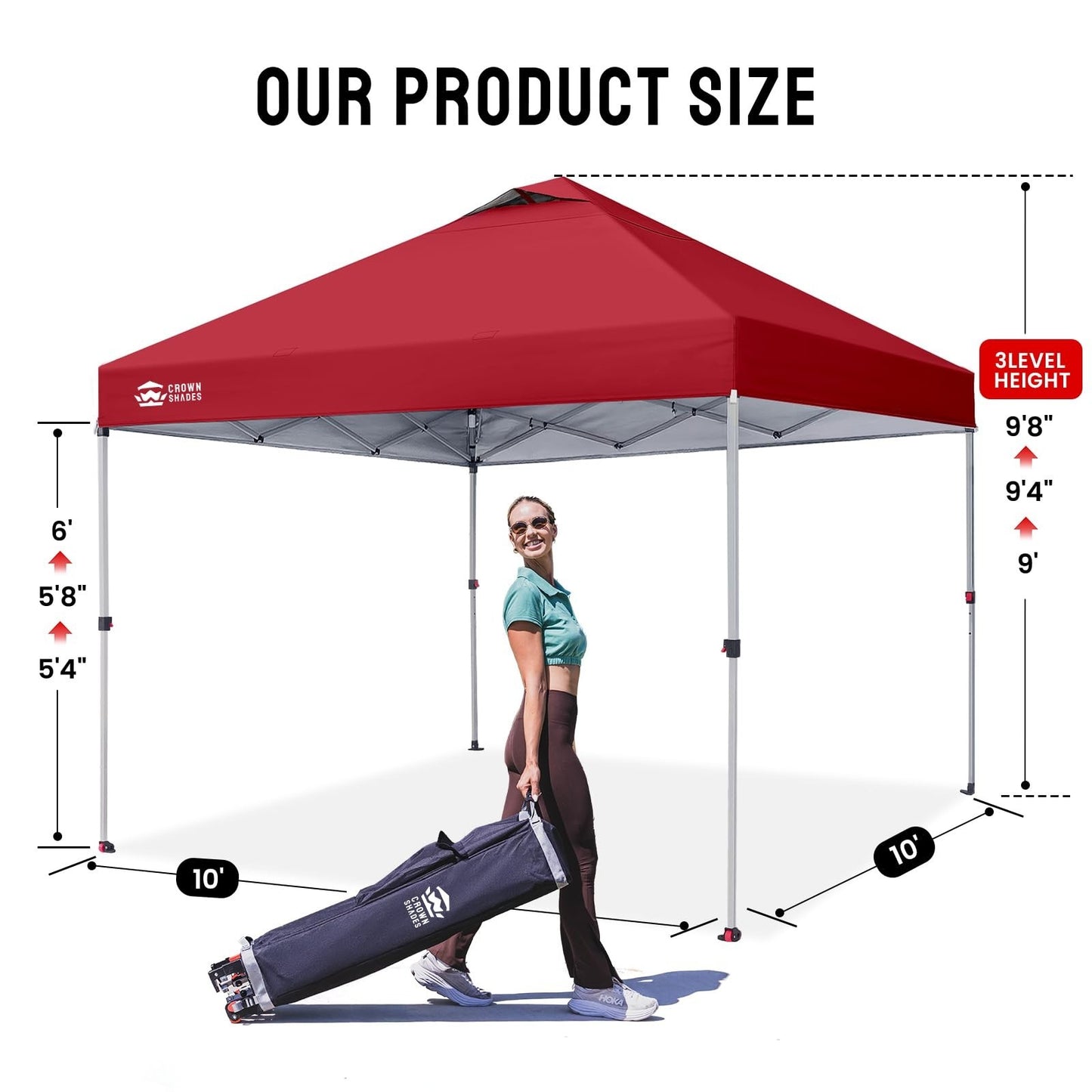 10x10 Pop Up Canopy Tent   Easy Setup, Red Outdoor Sun Shade for Events, Parties2