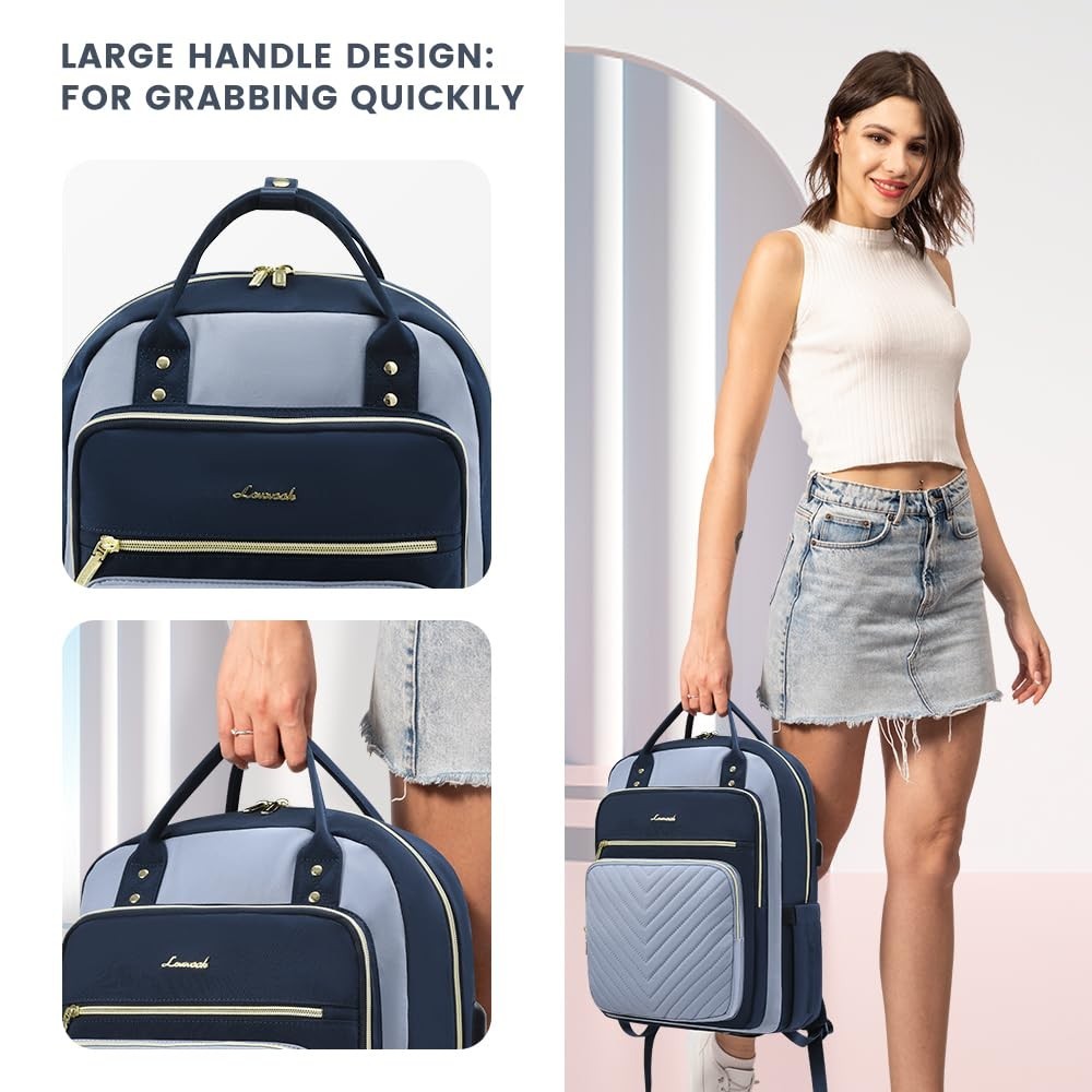 Stylish Waterproof Laptop Backpack for Women, 15.6" Travel Computer Bag, Work Pu7