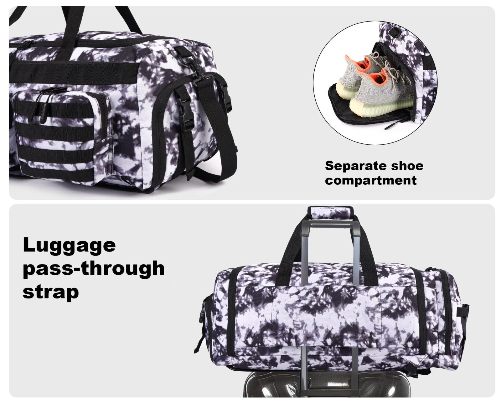 50L Tactical Duffle Bag   3 in 1 Gym Backpack, Shoe Compartment, Laptop Sleeve,5