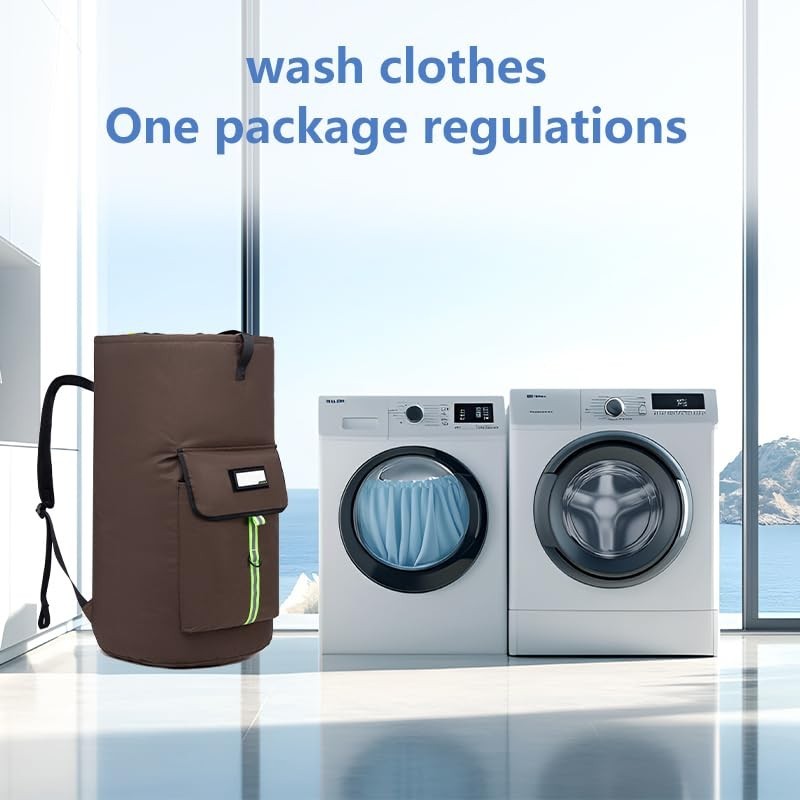 Extra-Large Heavy Duty Laundry Backpack Bag with Drawstring Closure - Grass Gree7