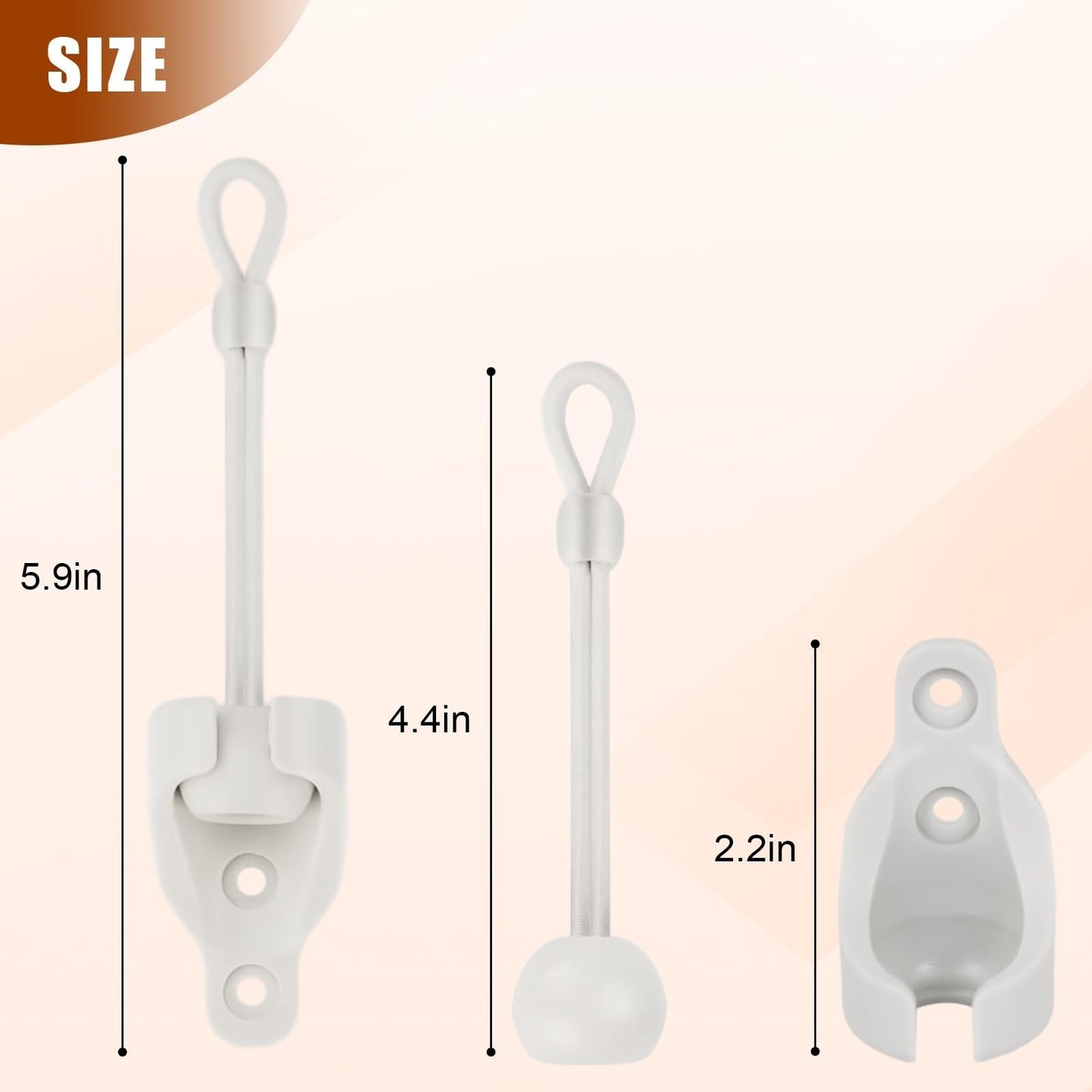 Outdoor Roller Shade Bungee Kit & End Cap, Weather Resistant, 3 White Parts2