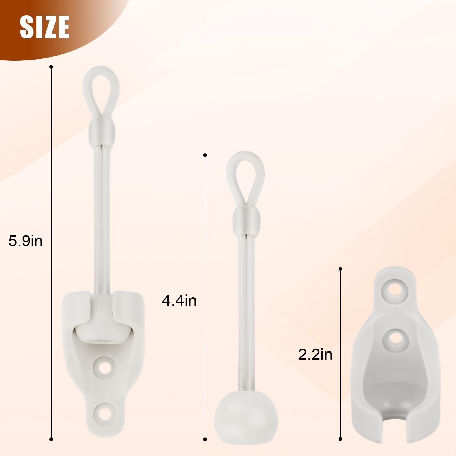 Outdoor Roller Shade Bungee Kit & End Cap, Weather Resistant, 3 White Parts2