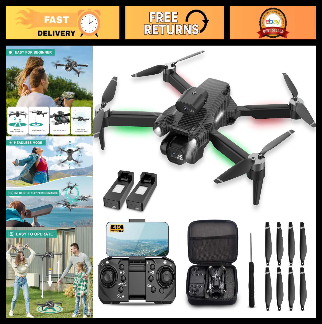 **Optimized eBay Title:**  4K HD Camera Drone for Kids & Adults, Mini RC Quadco0