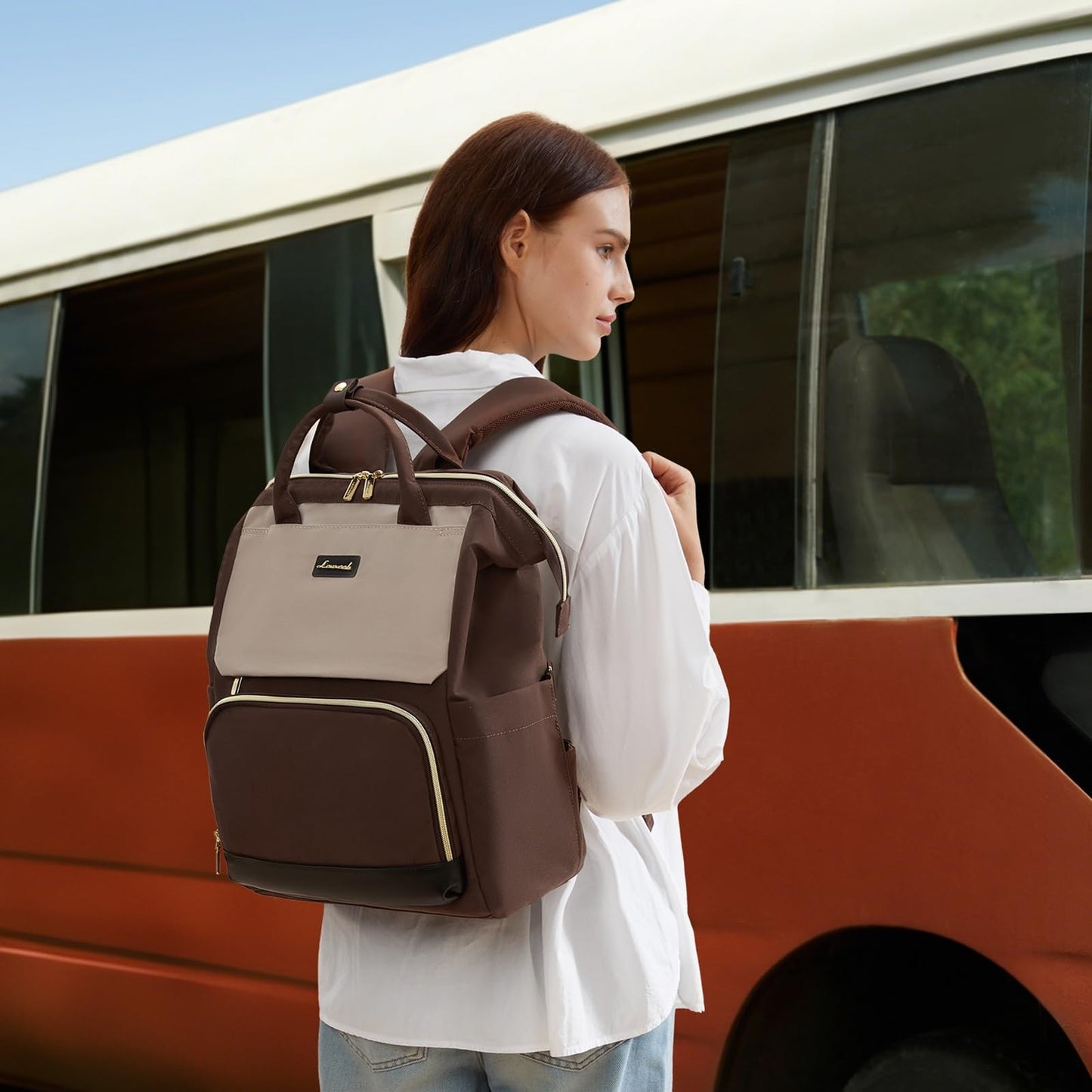 Stylish Laptop Backpack for Women   Giant Tumbler Holder, Travel, Work, Nurse, T2