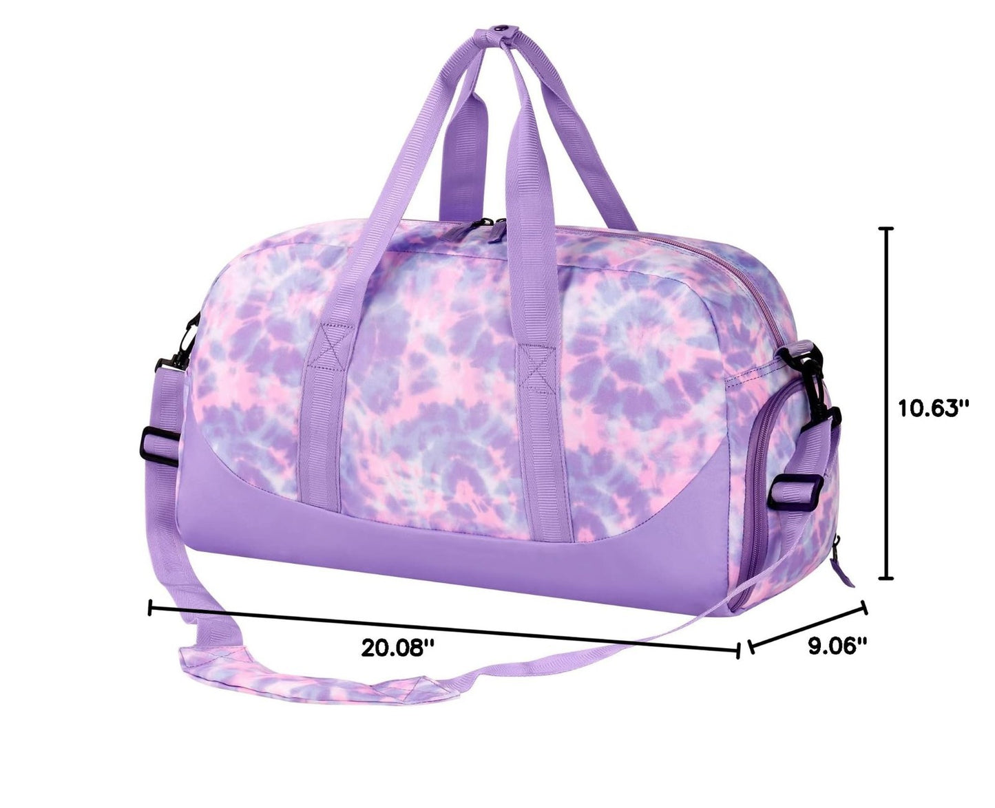 Girls Tie Dye Duffle Bag for Kids, Large Overnight Travel Bag with Shoe Compartm2
