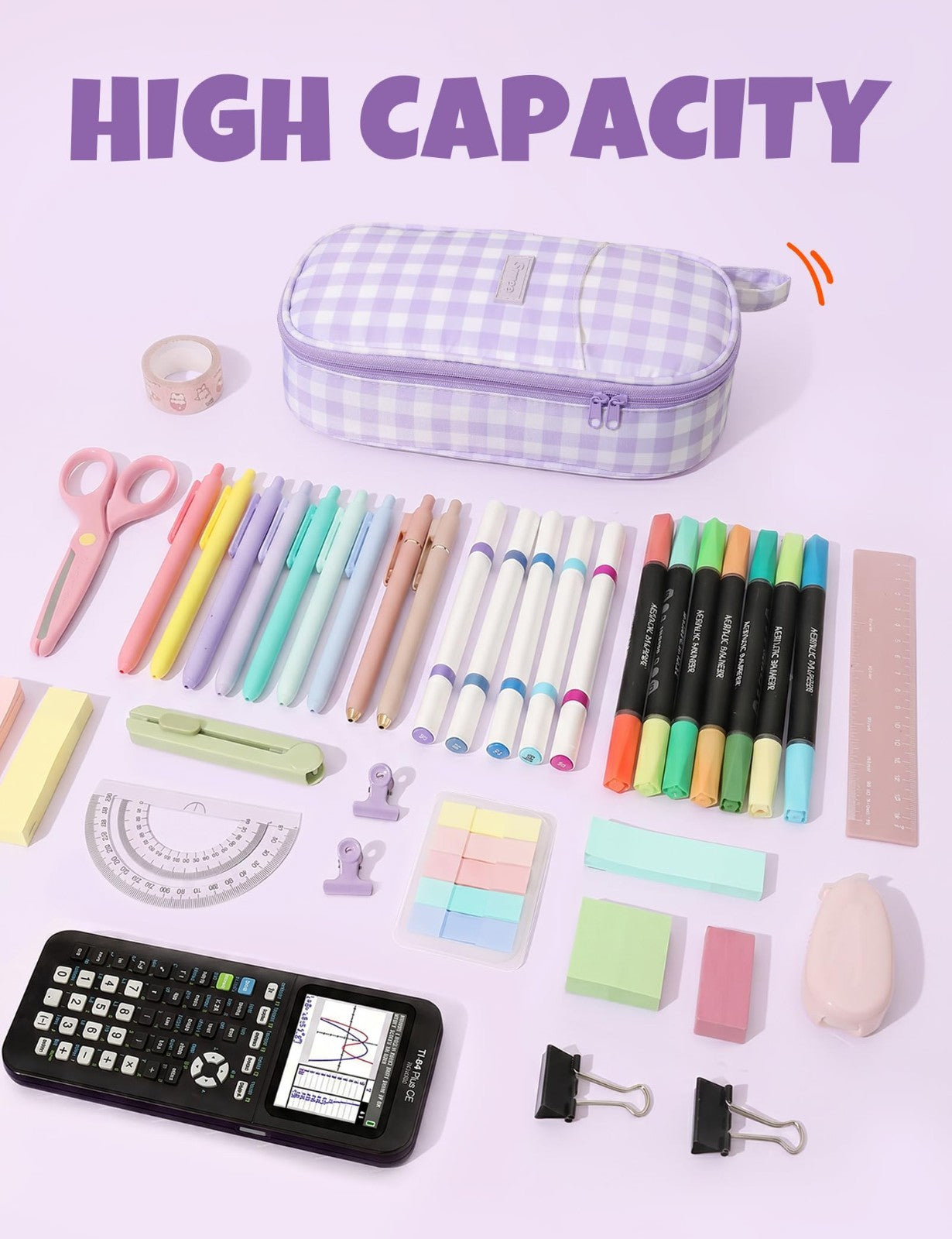 Cute Large Pencil Case, Aesthetic Zipper Pouch, Kawaii Stationery Organizer, Sch3