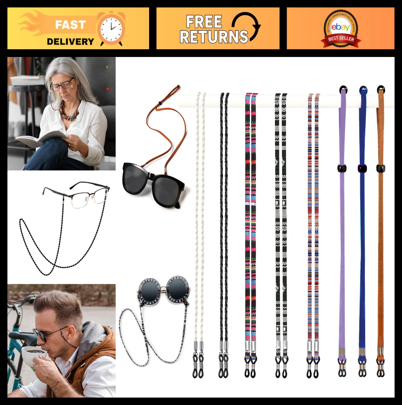 Beaded Eyeglass Chain Holder - 8 Pcs Neck Strap for Women - Stylish & Secure0