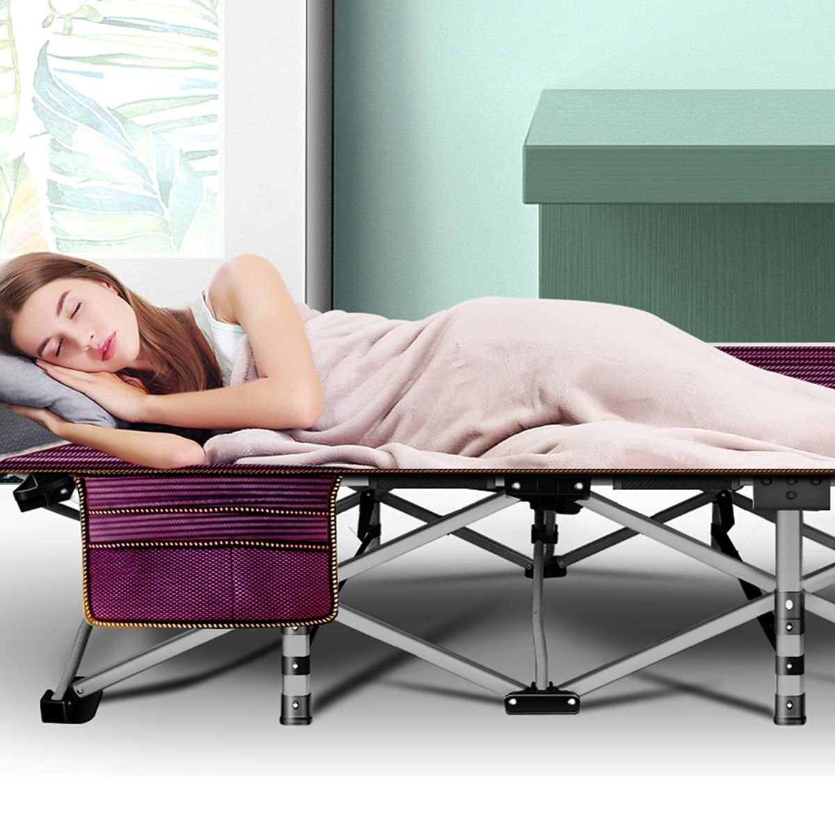 Folding Camping Cot for Adults   28" Wide Heavy Duty Bed, 800 lbs Capacity, Remo3
