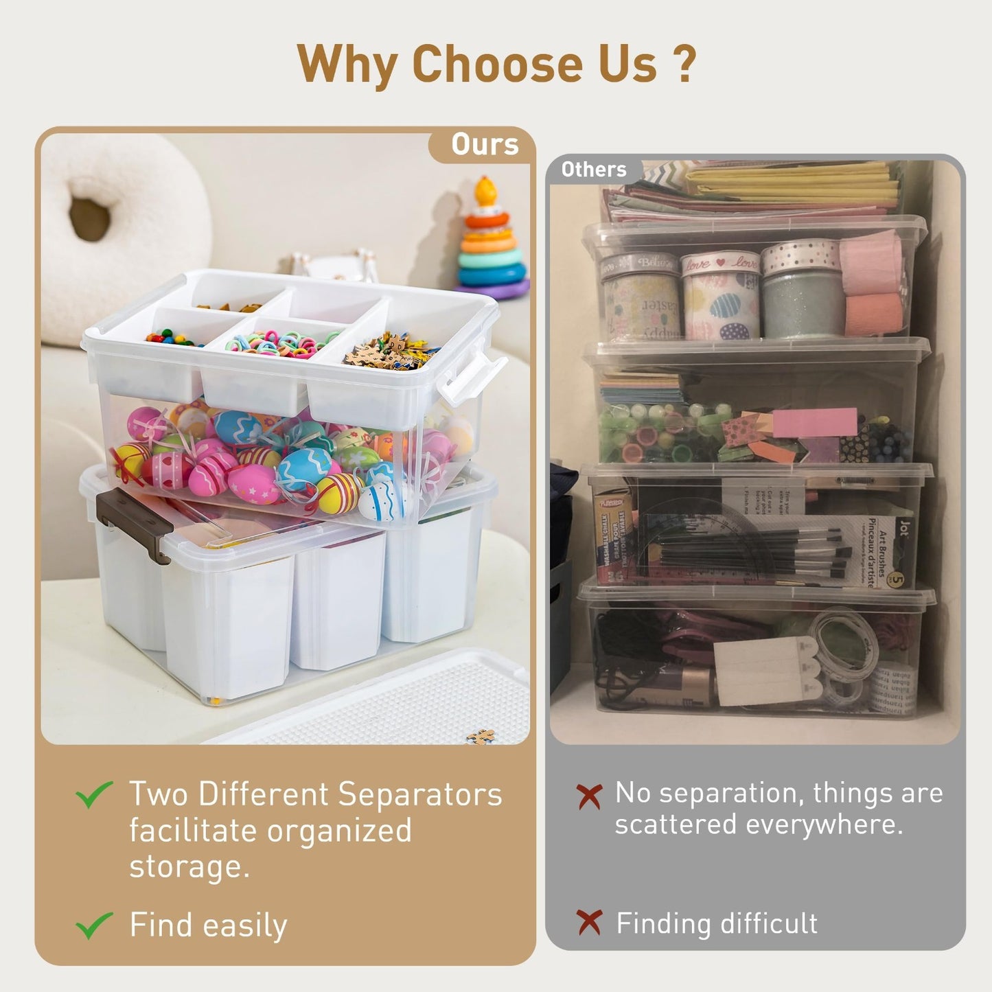 Clear Craft Organizers 17QT Storage Bins with Lids   2 Pack, Durable & Versatile3
