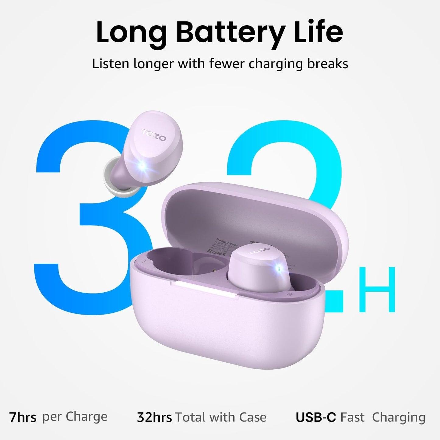 Wireless Earbuds Bluetooth 5.3, Lightweight IPX5 Waterproof Headphones, 2 Mics f4