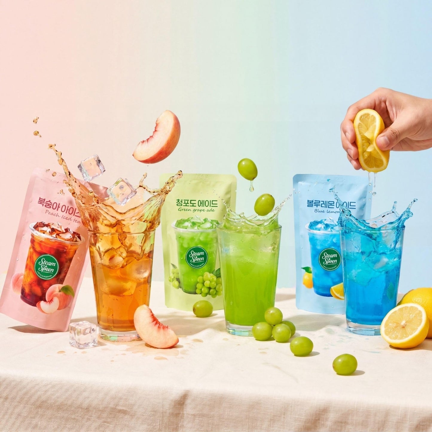 Korean Drink Pouches Variety Pack - 6 Flavors: Green Grape, Blue Lemonade & More8
