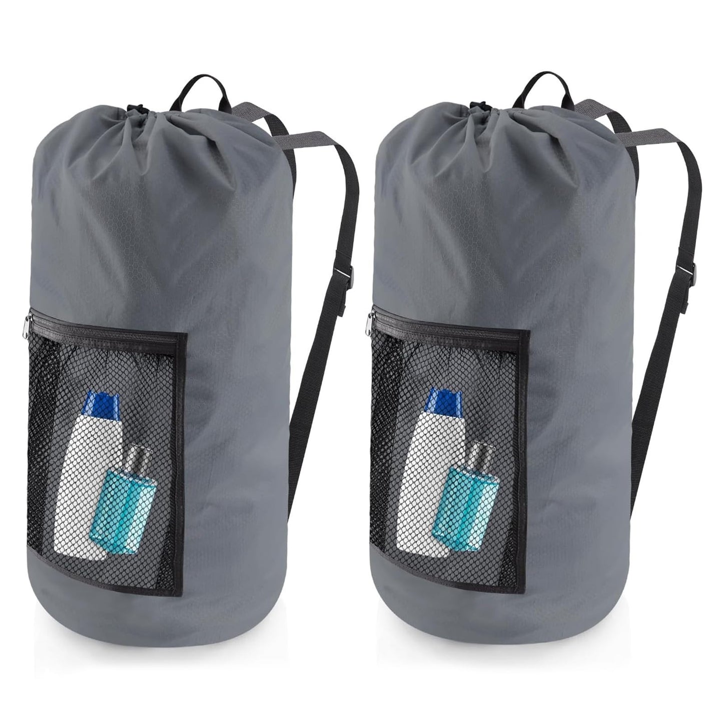 Extra Large Travel Laundry Bag Backpack - 2PCS with Mesh Pocket & Adjustable Str0