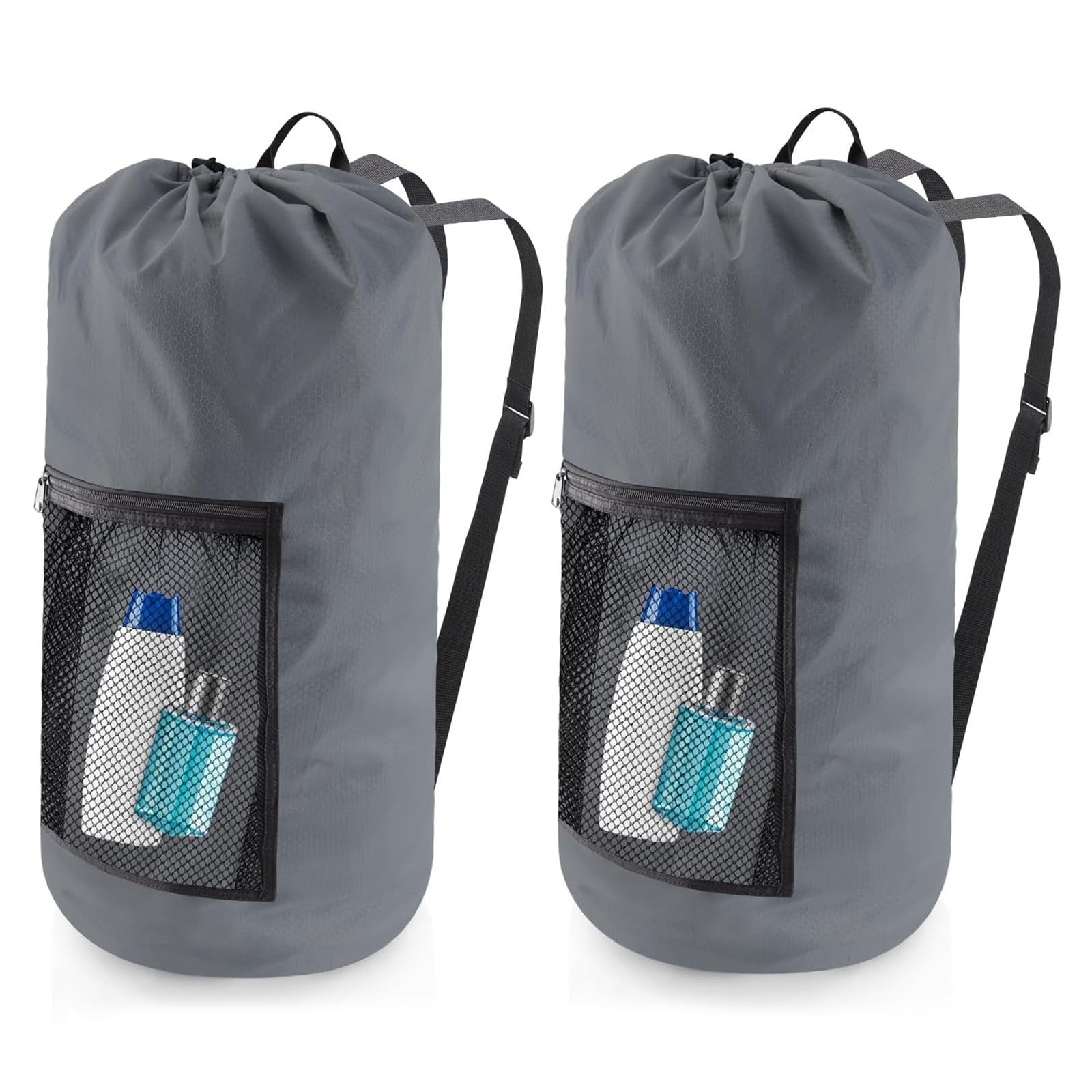 Extra Large Travel Laundry Bag Backpack - 2PCS with Mesh Pocket & Adjustable Str0