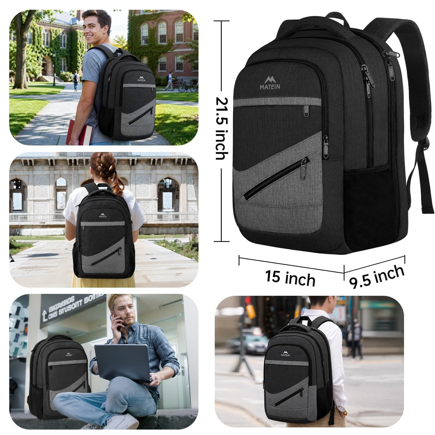 Extra Large 50L Travel Laptop Backpack, Water Resistant Work Bag, Durable & Styl8