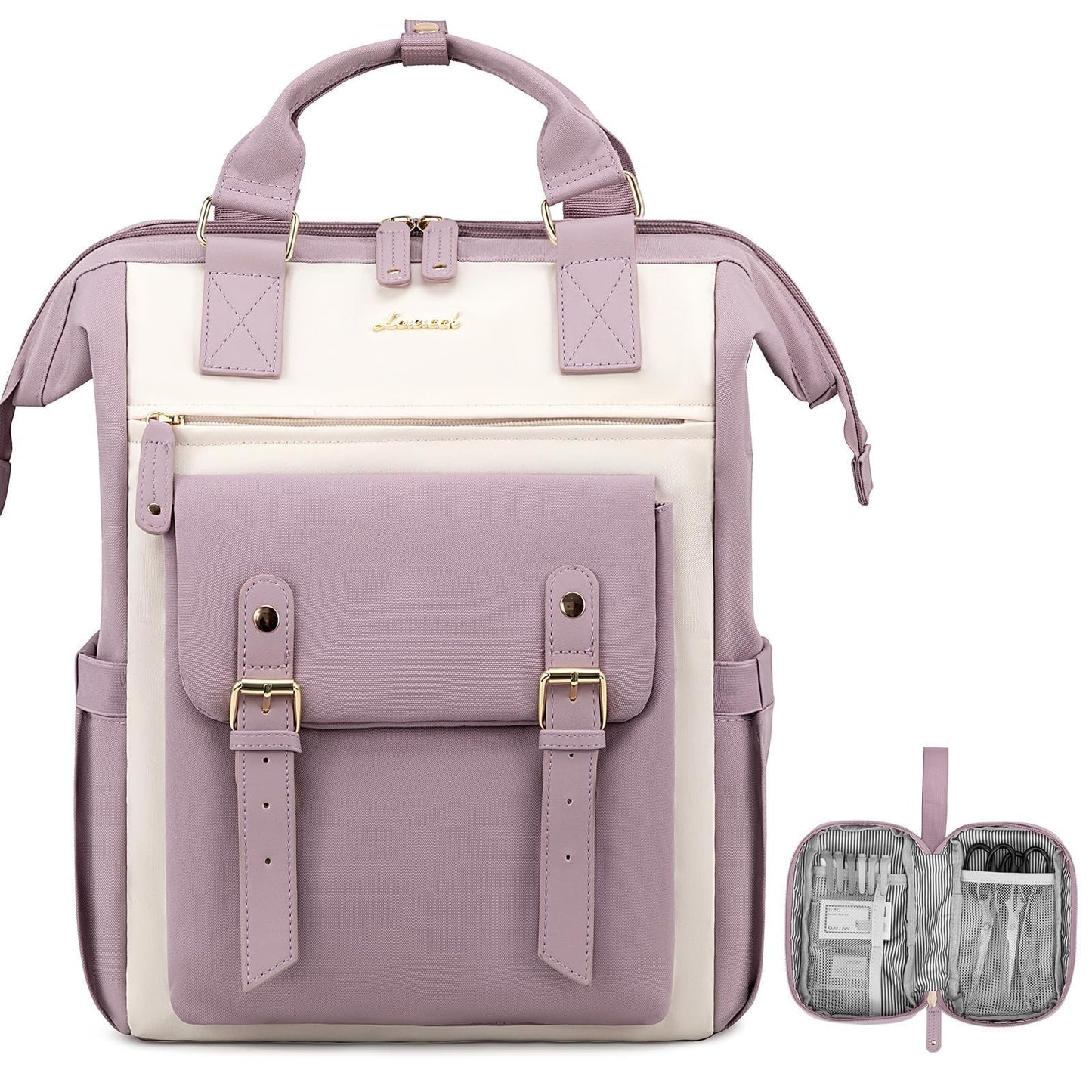 Stylish Water Resistant Laptop Backpack for Women, 15.6" Work Travel Bag, Purple1