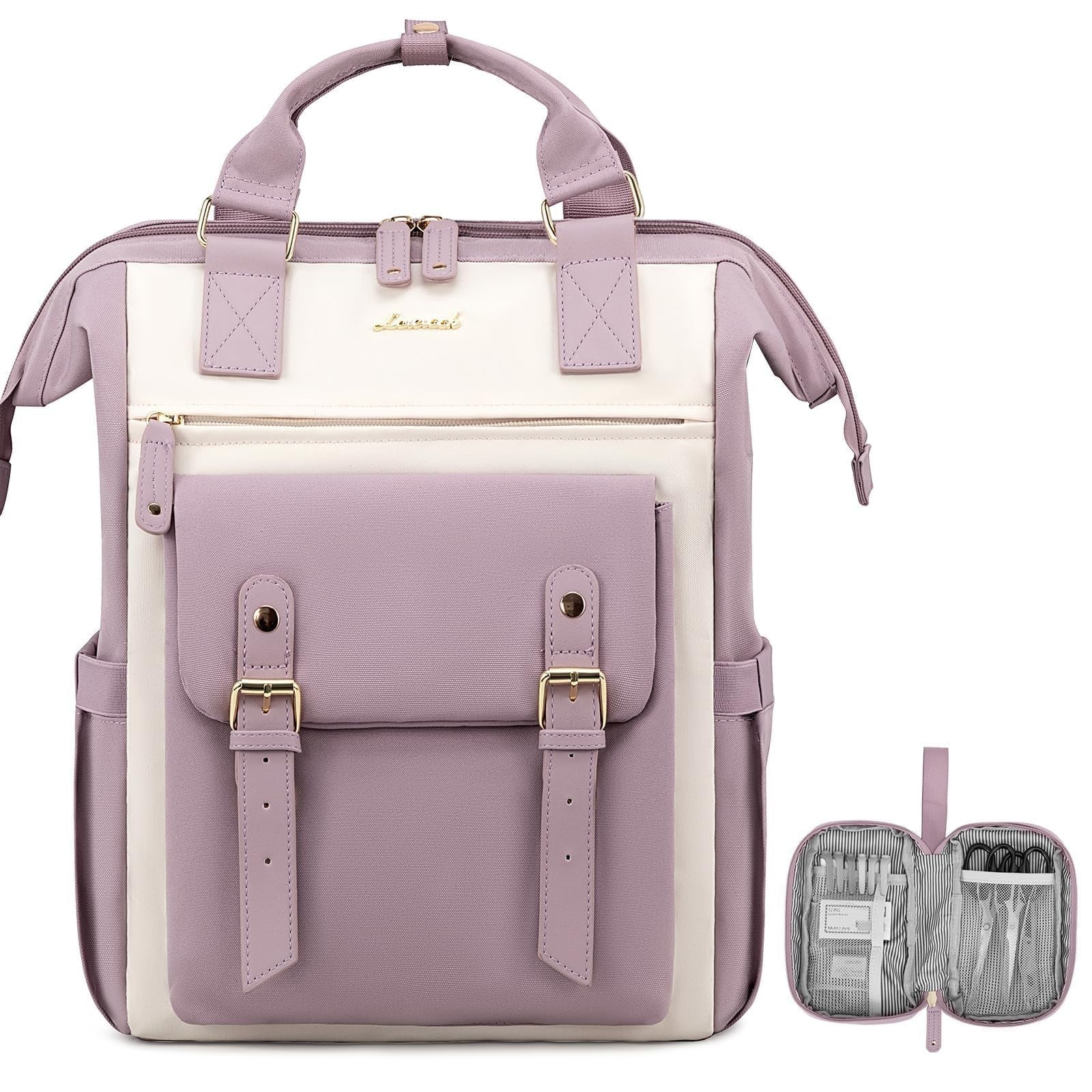 Stylish Water Resistant Laptop Backpack for Women, 15.6" Work Travel Bag, Purple1