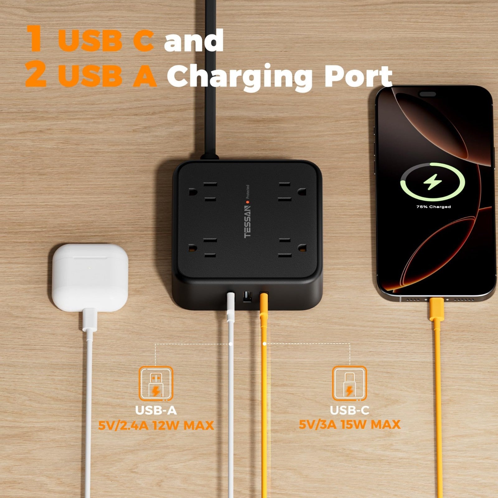 Surge Protector Power Strip 900J Protection, 10 Ft Heavy Duty Extension Cord, Bl4