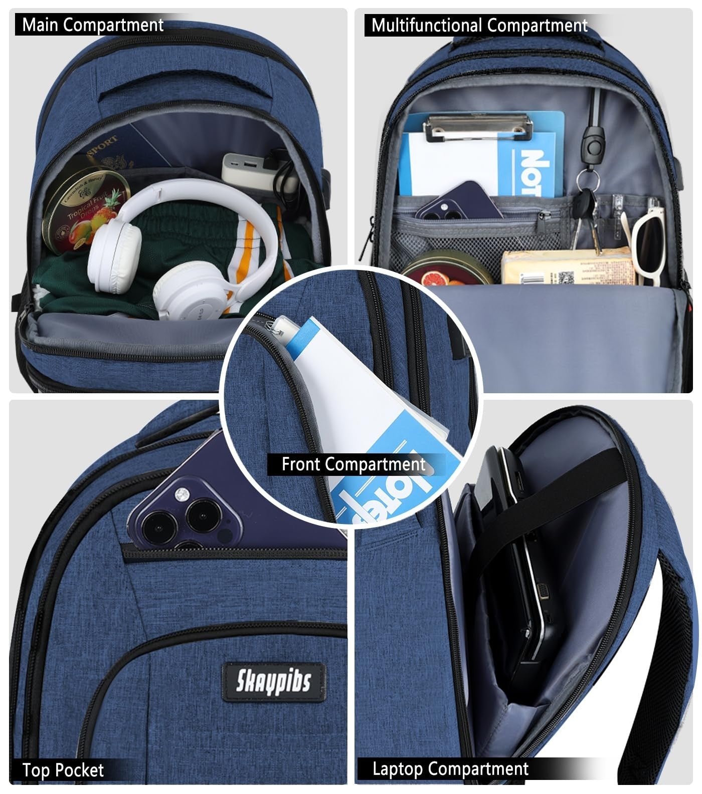 Travel Laptop Backpack 17.3 Inch, Water Resistant Anti Theft Daypack for Work, B3