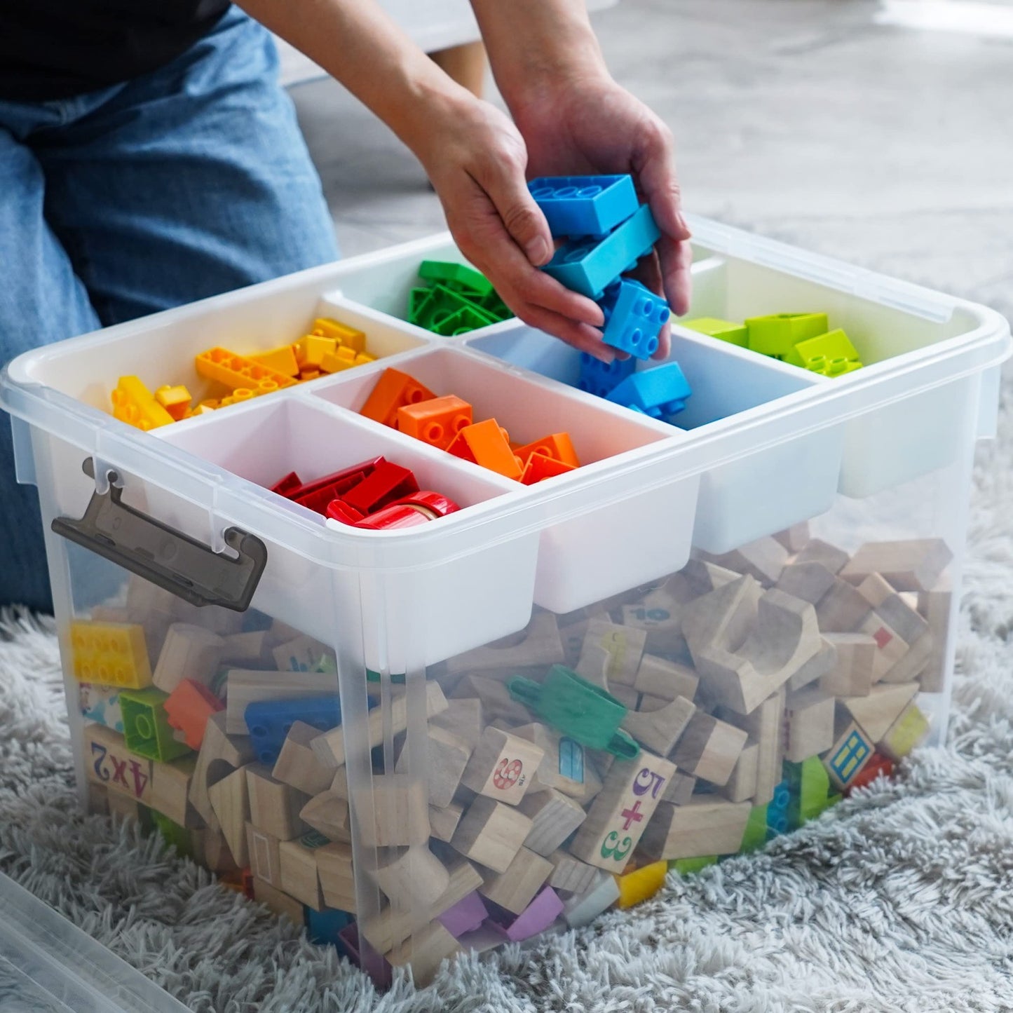 32QT Clear Craft Storage Box with Removable Tray   Organizer for Art Supplies2