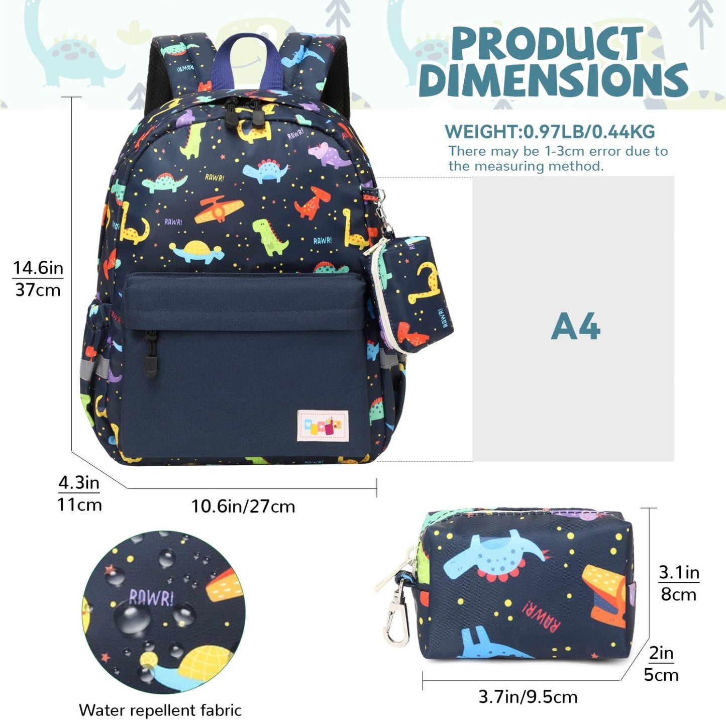Kids Toddler Backpack with Chest Strap   Durable, Lightweight, Fun Design for Bo2