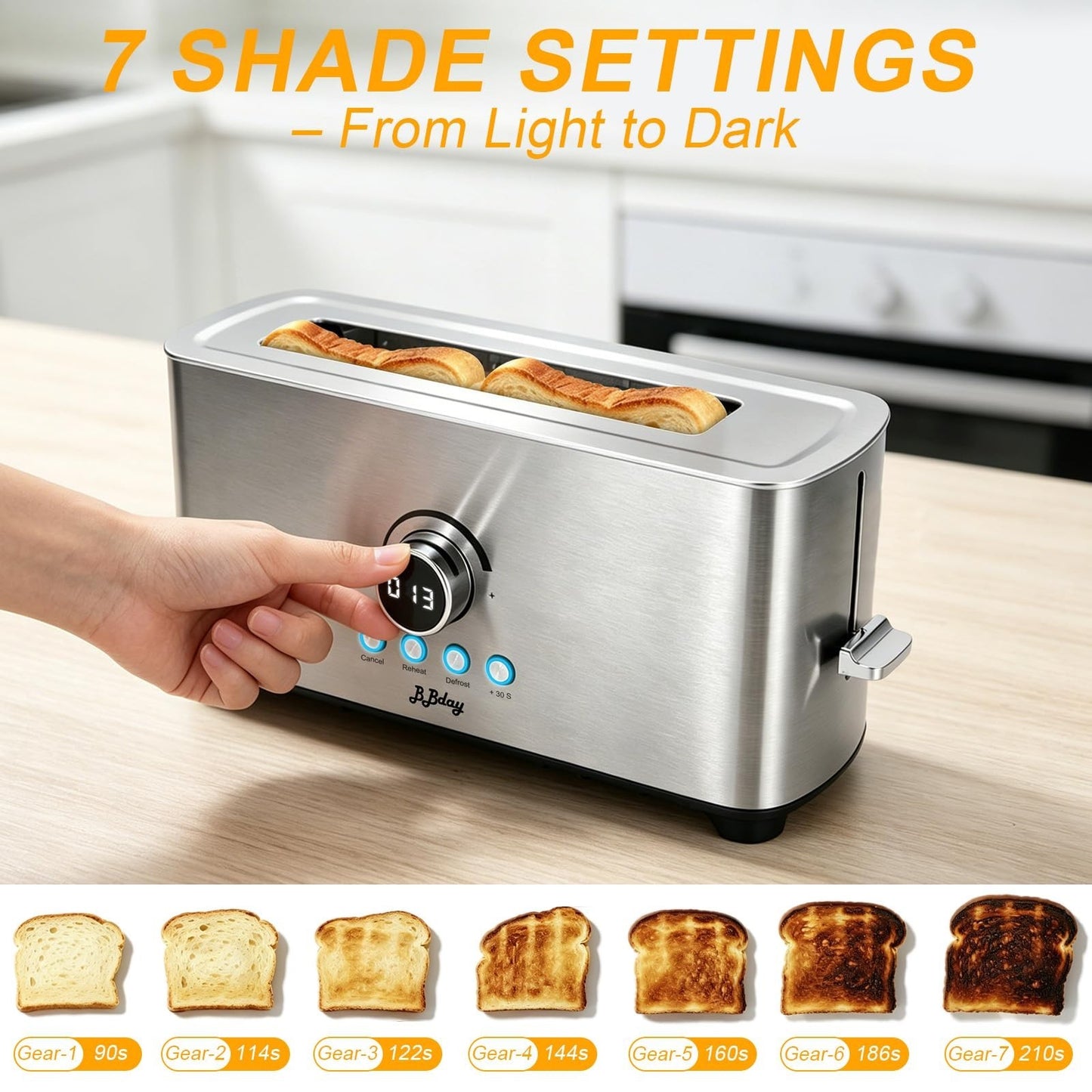 Long Slot Stainless Steel 2 Slice Toaster with 7 Browning Settings   Kitchen Ess2