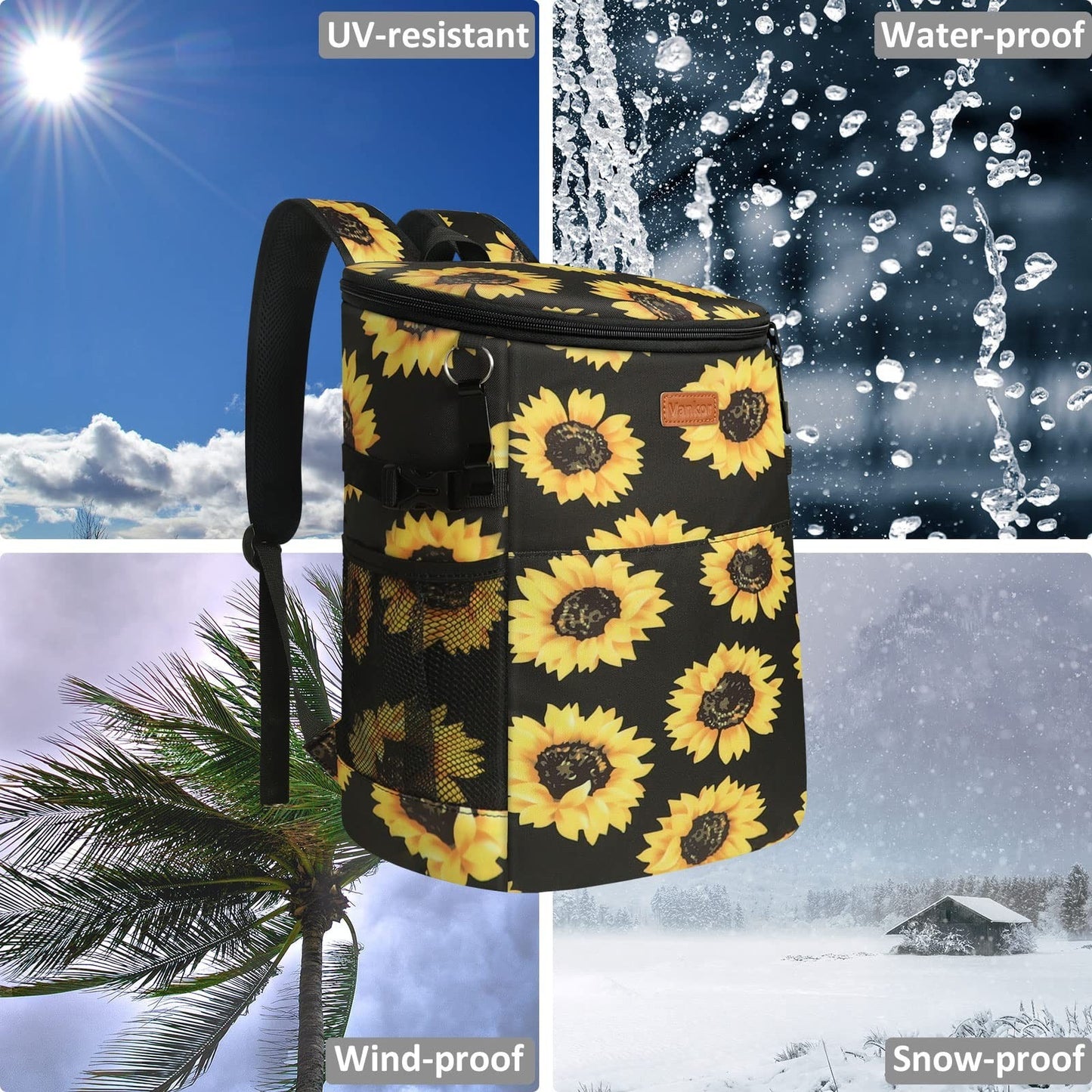 Insulated Camping Cooler Backpack - Holds 30-45 Cans, Waterproof, Leak-Proof, Pe6